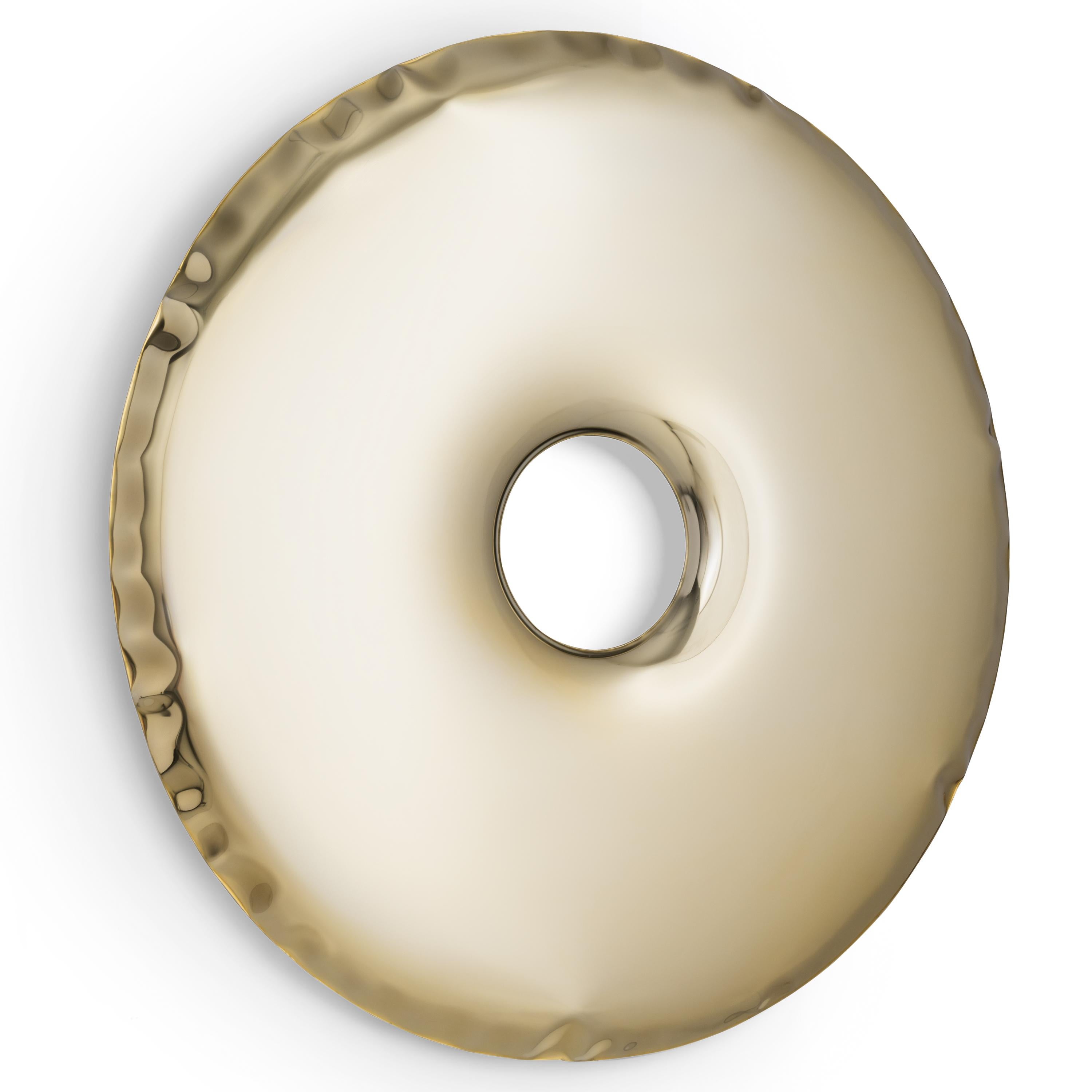 Minimaliste Miroir contemporain 'Rondo 75', collection Aurum, or clair, de Zieta en vente
