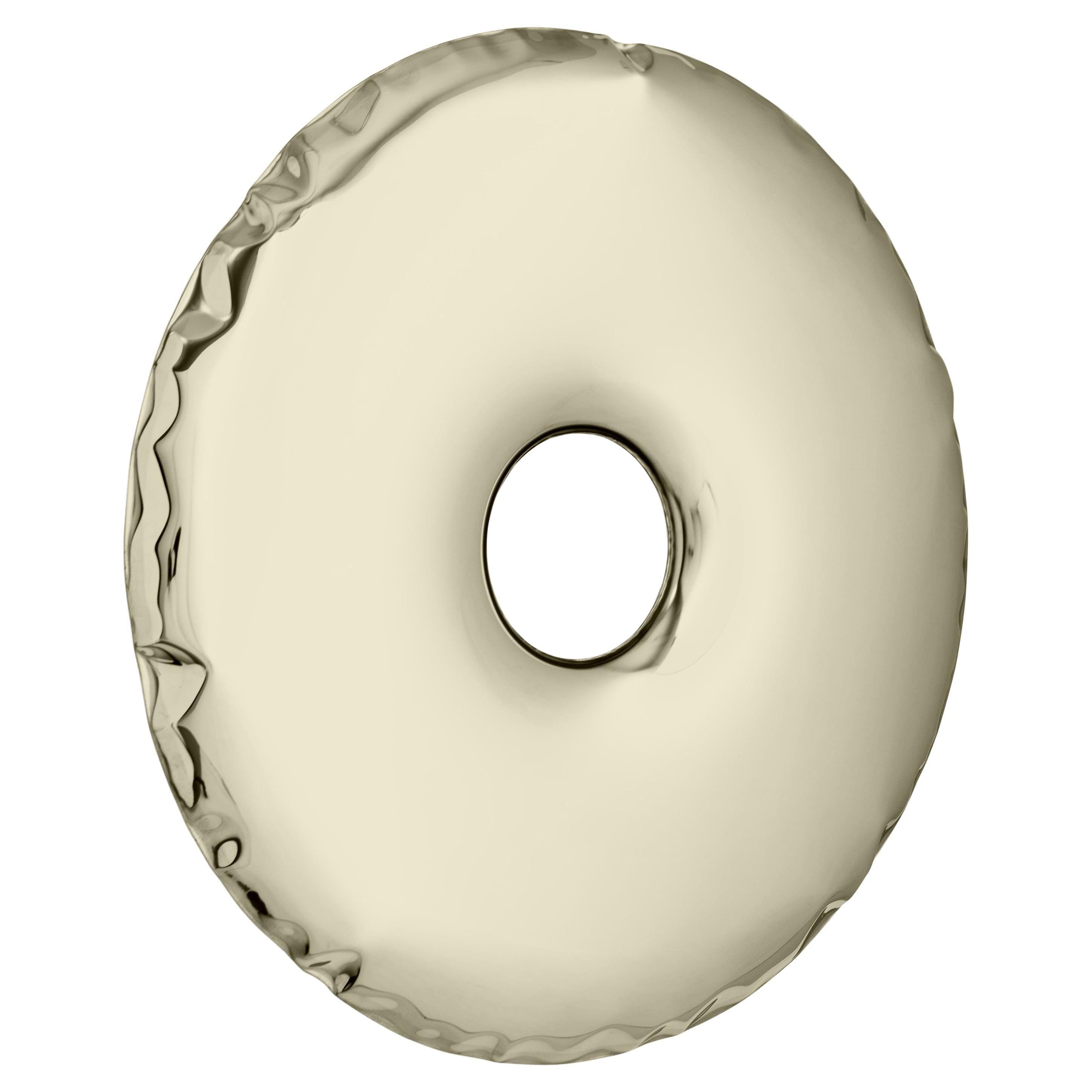 Miroir contemporain 'Rondo 95', collection AURUM, or clair, par Zieta