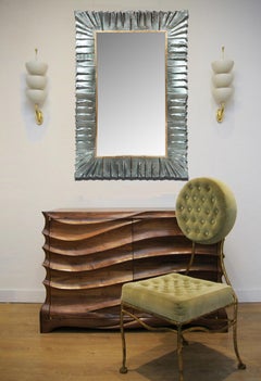 Contemporary Mirror Sea Green Murano Glass Framed, In Stock