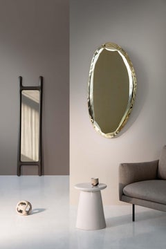 Contemporary Mirror 'Tafla O2', AURUM Collection, Light Gold, by Zieta