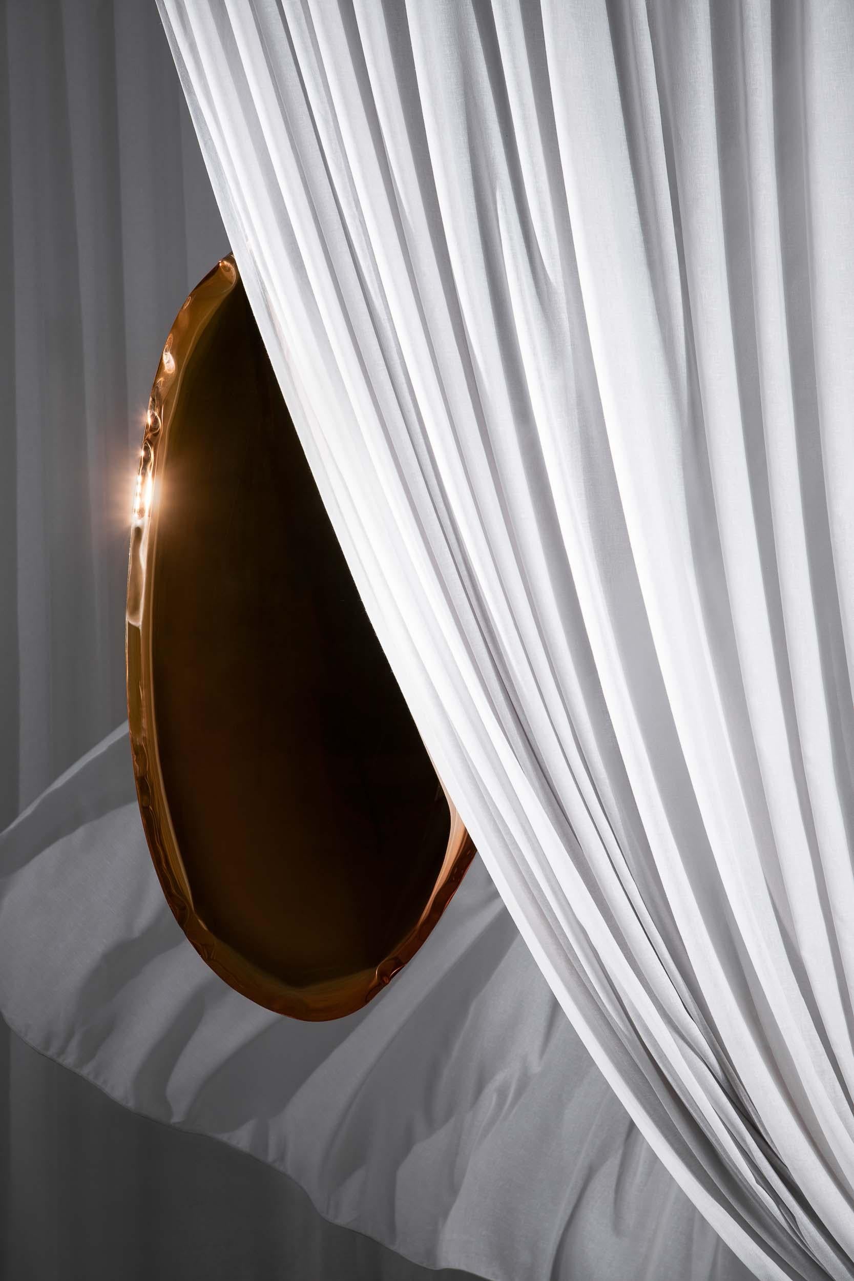 Organic Modern Contemporary Mirror 'Tafla O2', AURUM Collection, Rose Gold, by Zieta For Sale