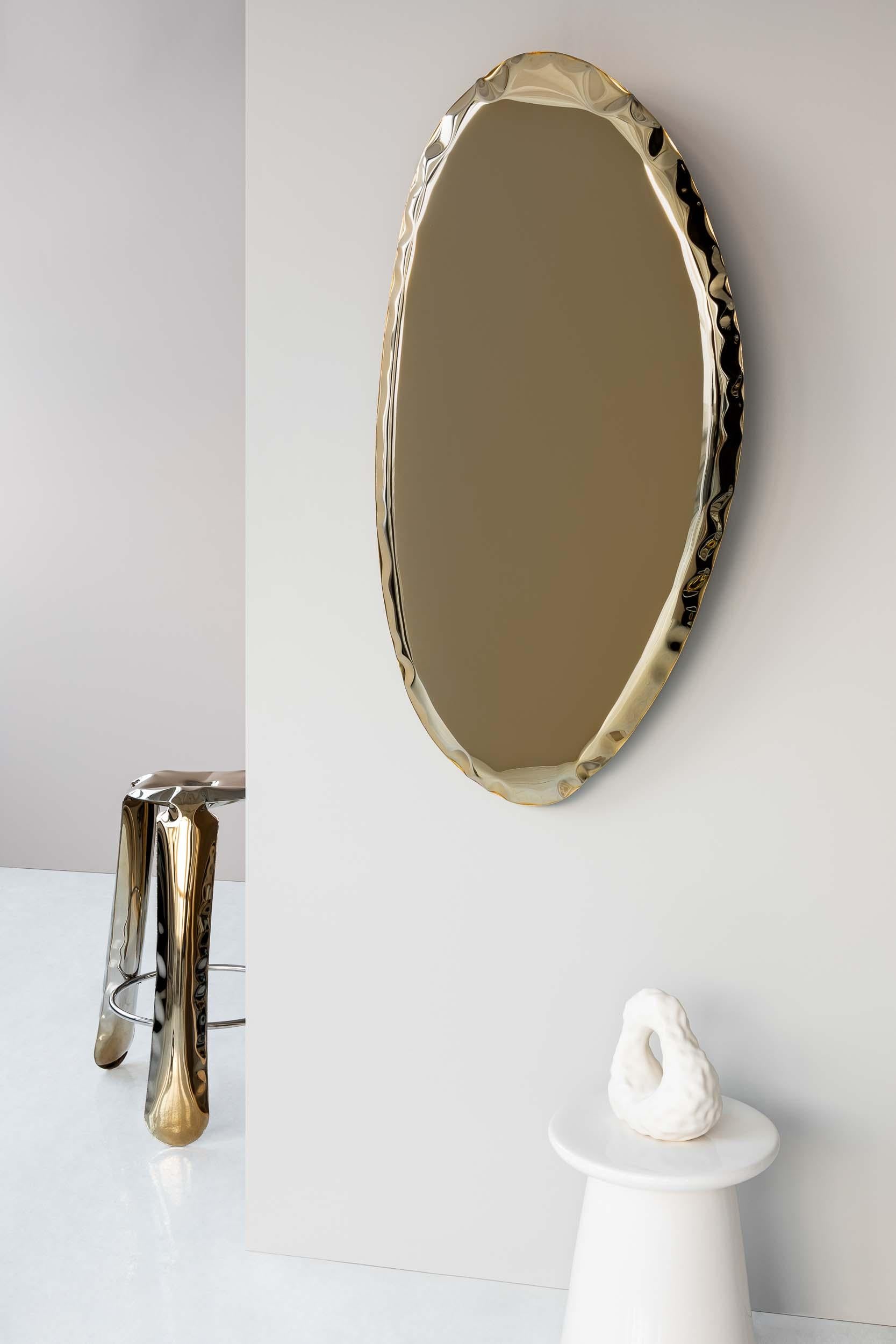 Polished Contemporary Mirror 'Tafla O3', AURUM Collection, Classic Gold, by Zieta For Sale