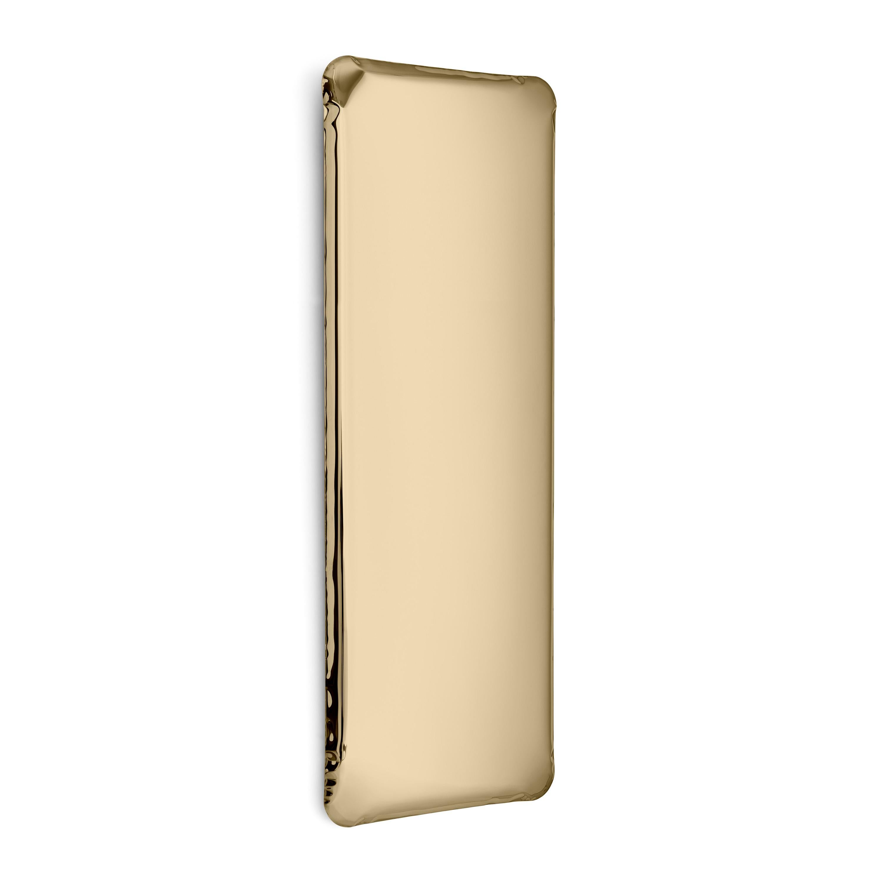 Organico moderno Specchio contemporaneo 'Tafla Q1', Collezione Aurum, Oro chiaro, di Zieta in vendita