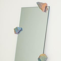 Contemporary Mirror with Pigmented Stone Frame, Iridescent Effect