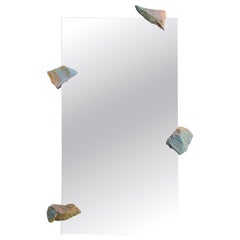 Contemporary Mirror with Pigmented Stone Frame, Iridescent Effect