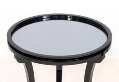 Contemporary Mirrored Black Lacquered Side Tables, USA, Tapered Legs