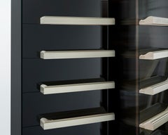 Contemporary Mirrored Floating Dry Bar with Champagne Molding Handles