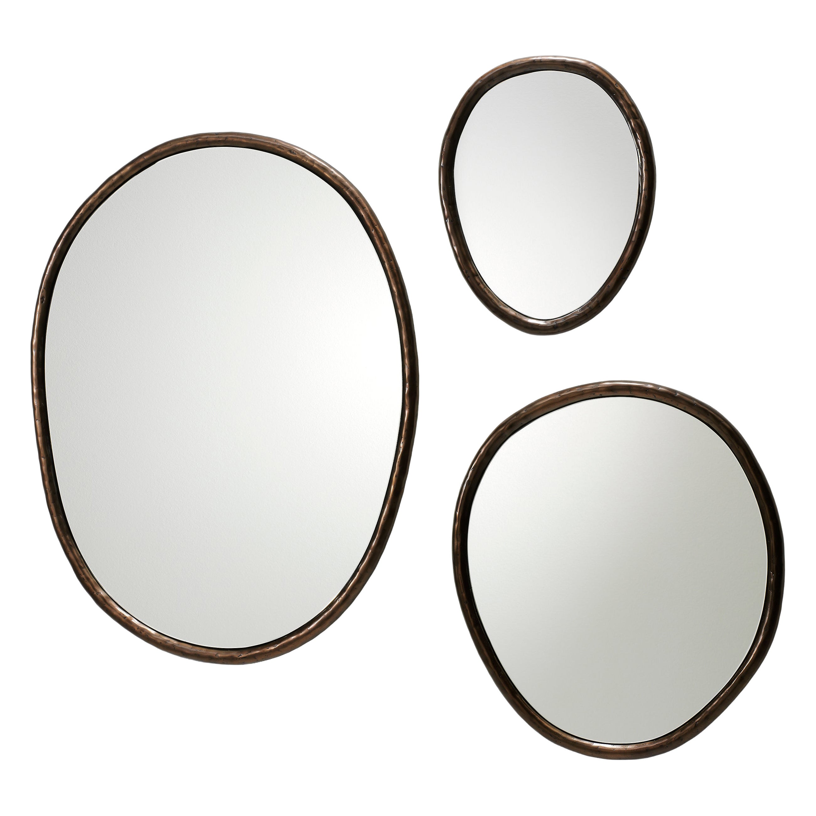 Miroirs contemporains 'Charles', ensemble de 3, par Linteloo, Bronze