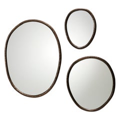 Miroirs contemporains 'Charles', ensemble de 3, par Linteloo, Bronze
