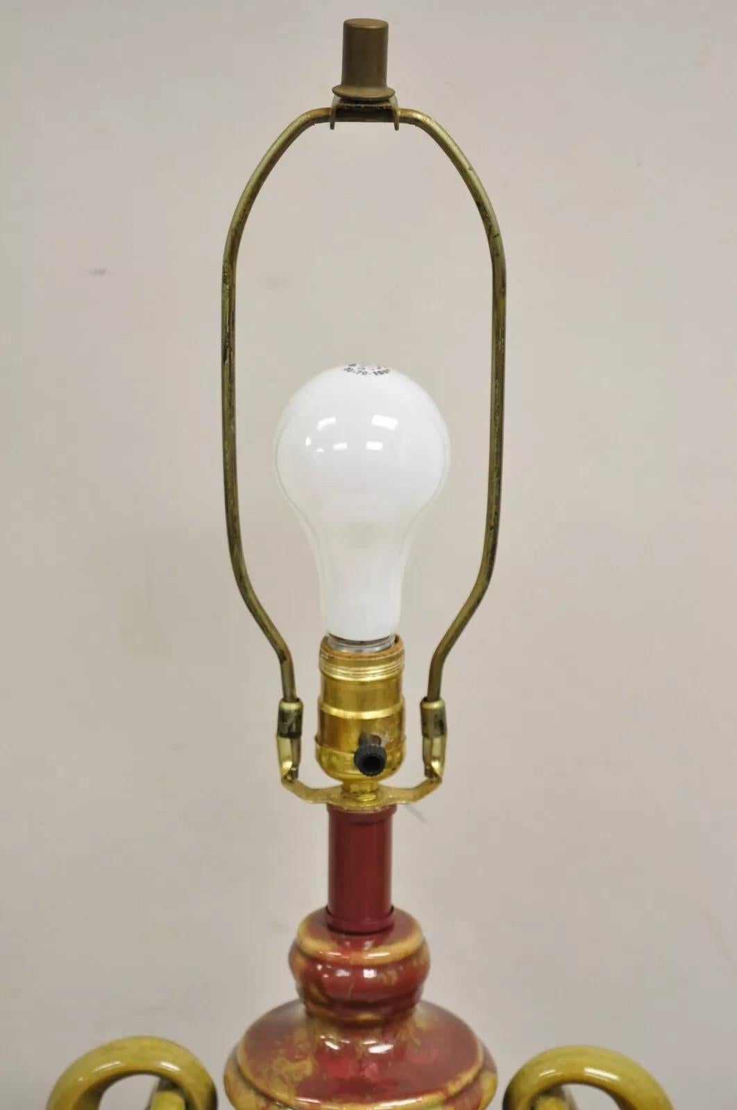 Lampada da tavolo contemporanea Mission Arts & Crafts in ceramica verde e rossa in vendita 1