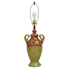 Contemporary Mission Arts & Crafts Style Pottery Ceramic Green & Red Table Lamp