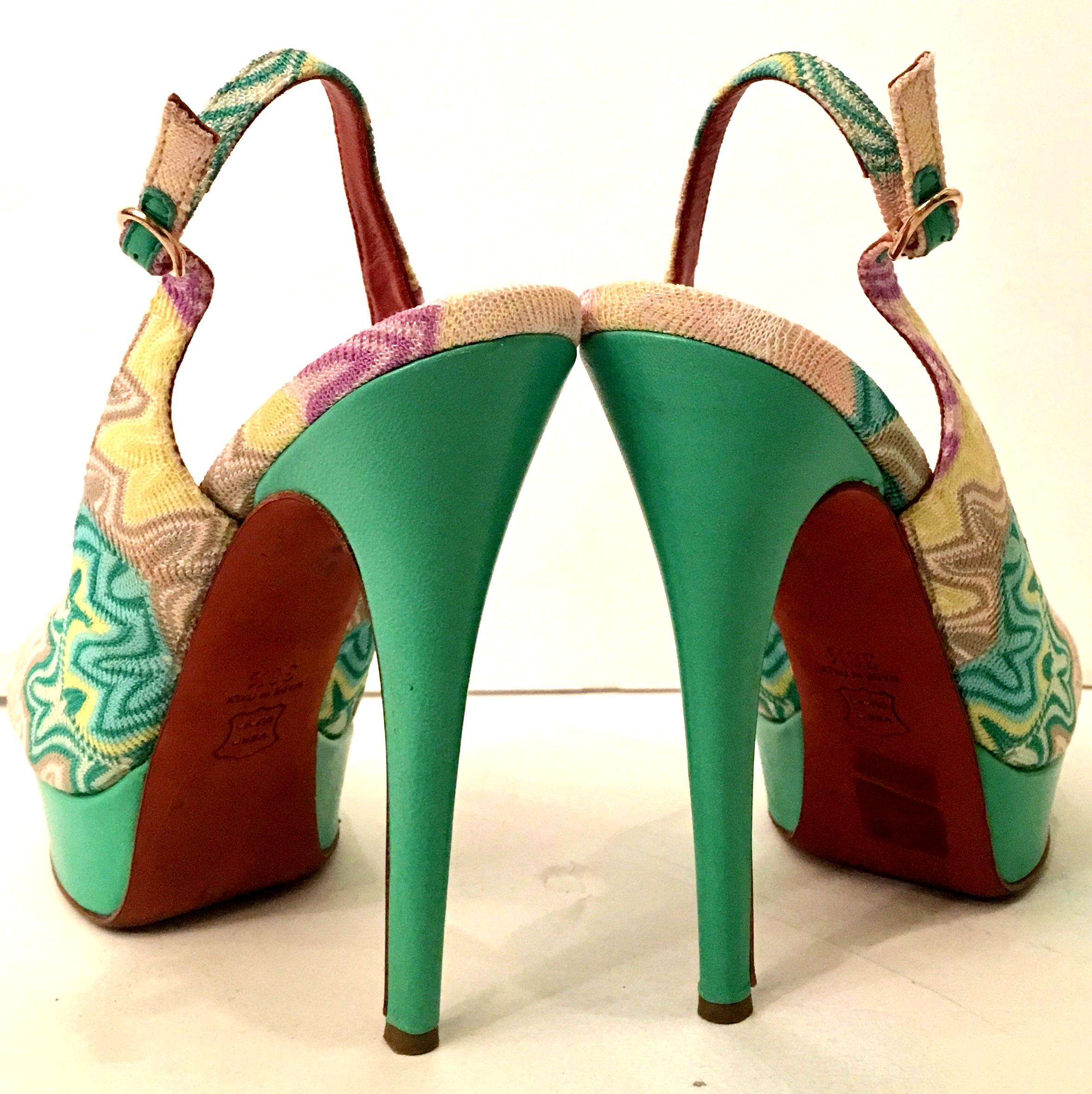 Women's Contemporary Missoni Chevron Peep Toe Platform Shoes, Size 8.5  For Sale