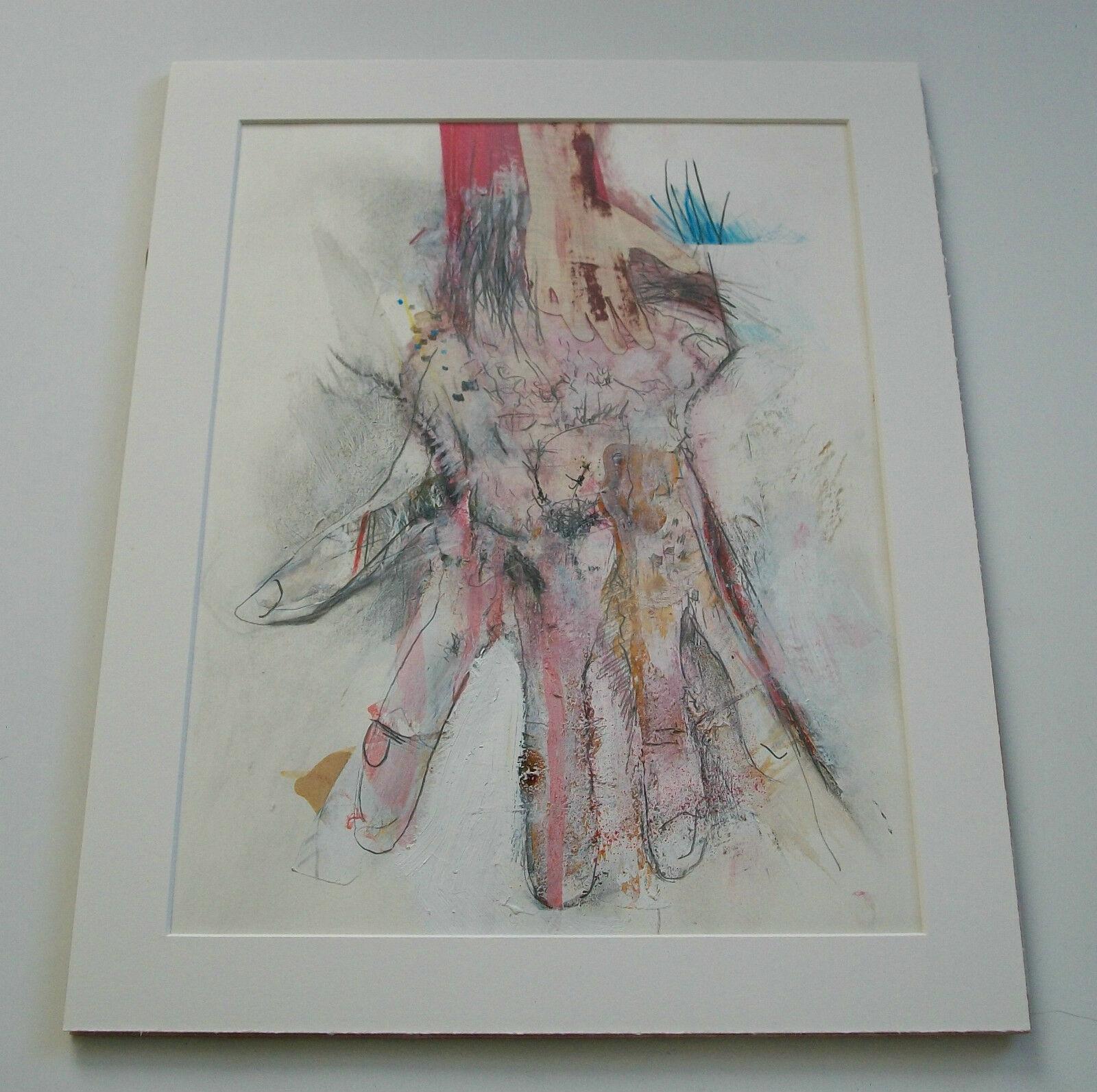 Hand-Painted Contemporary Mixed Media Collage on Paper, Initialed, Unframed, 21st Century For Sale