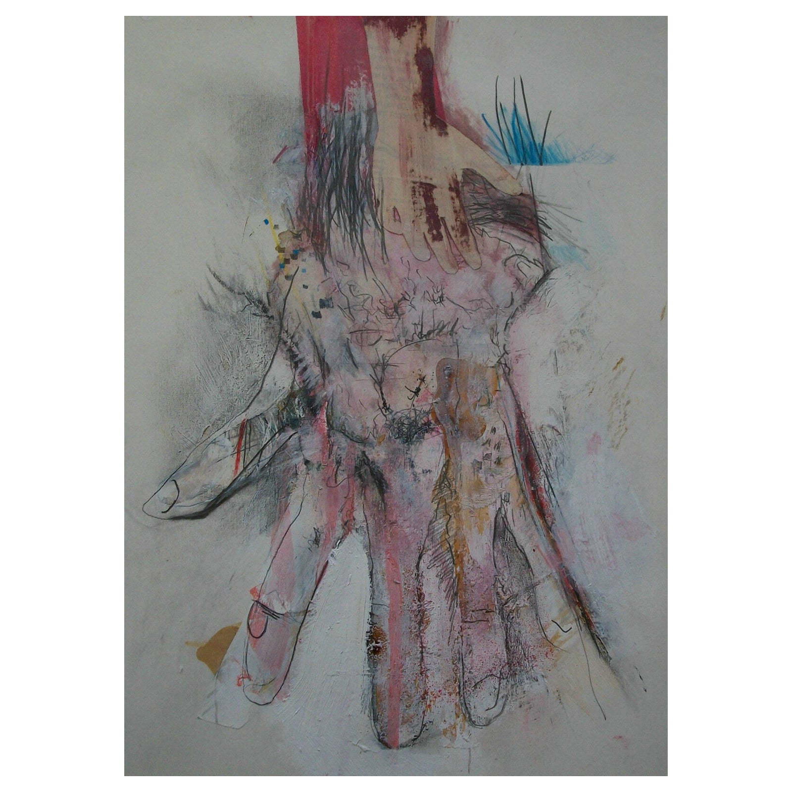 Zeitgenössische Mixed Media-Collage auf Papier, initiiert, ungerahmt, 21. Jahrhundert