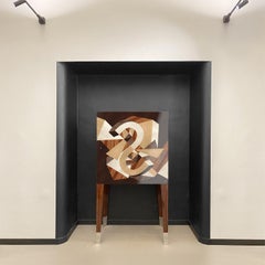 Zeitgenössische Mobile Bar Möbel Marzia Boaglio Walnussholz Braun