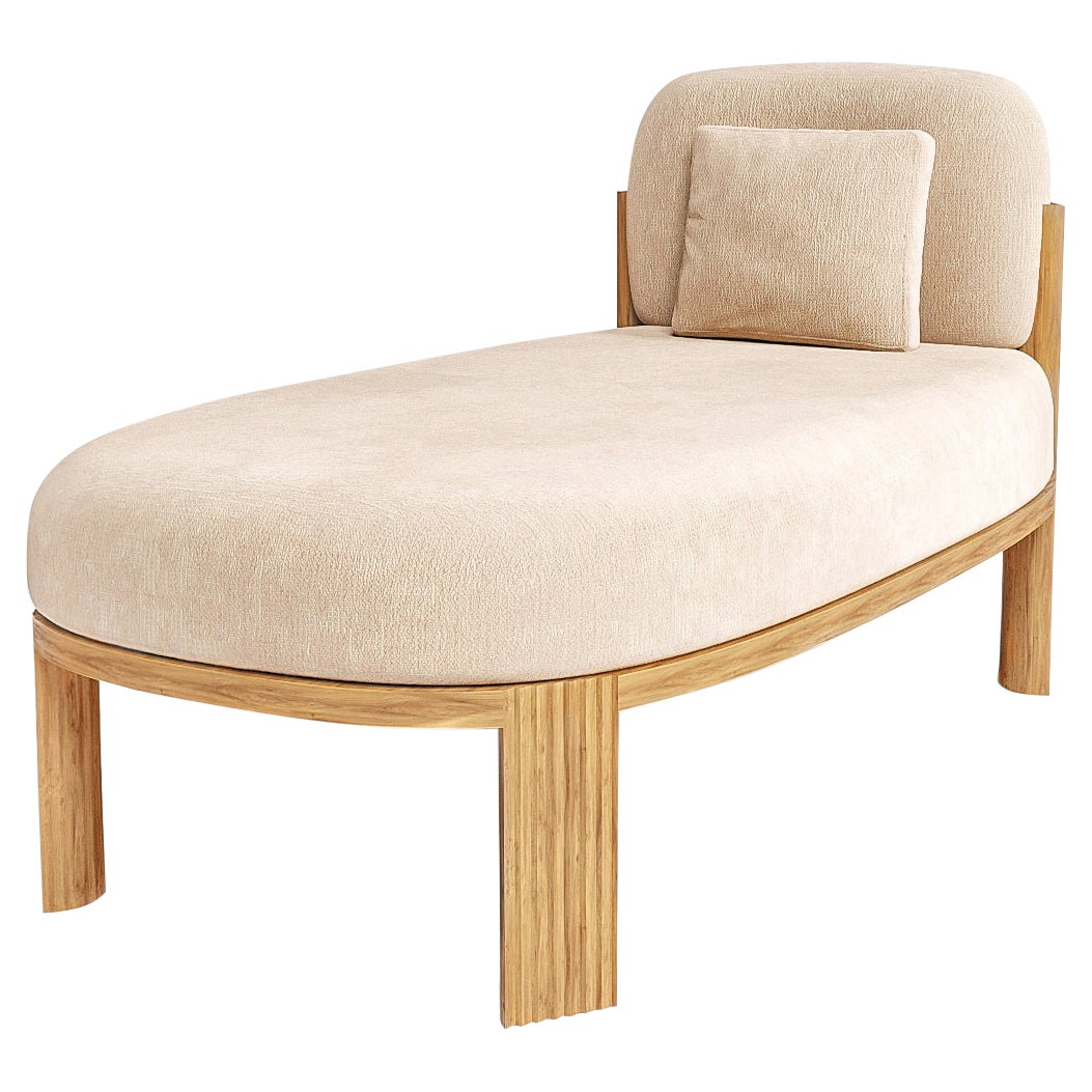 Sofá-cama moderno 111 en tela crema y madera de roble by Collector Studio