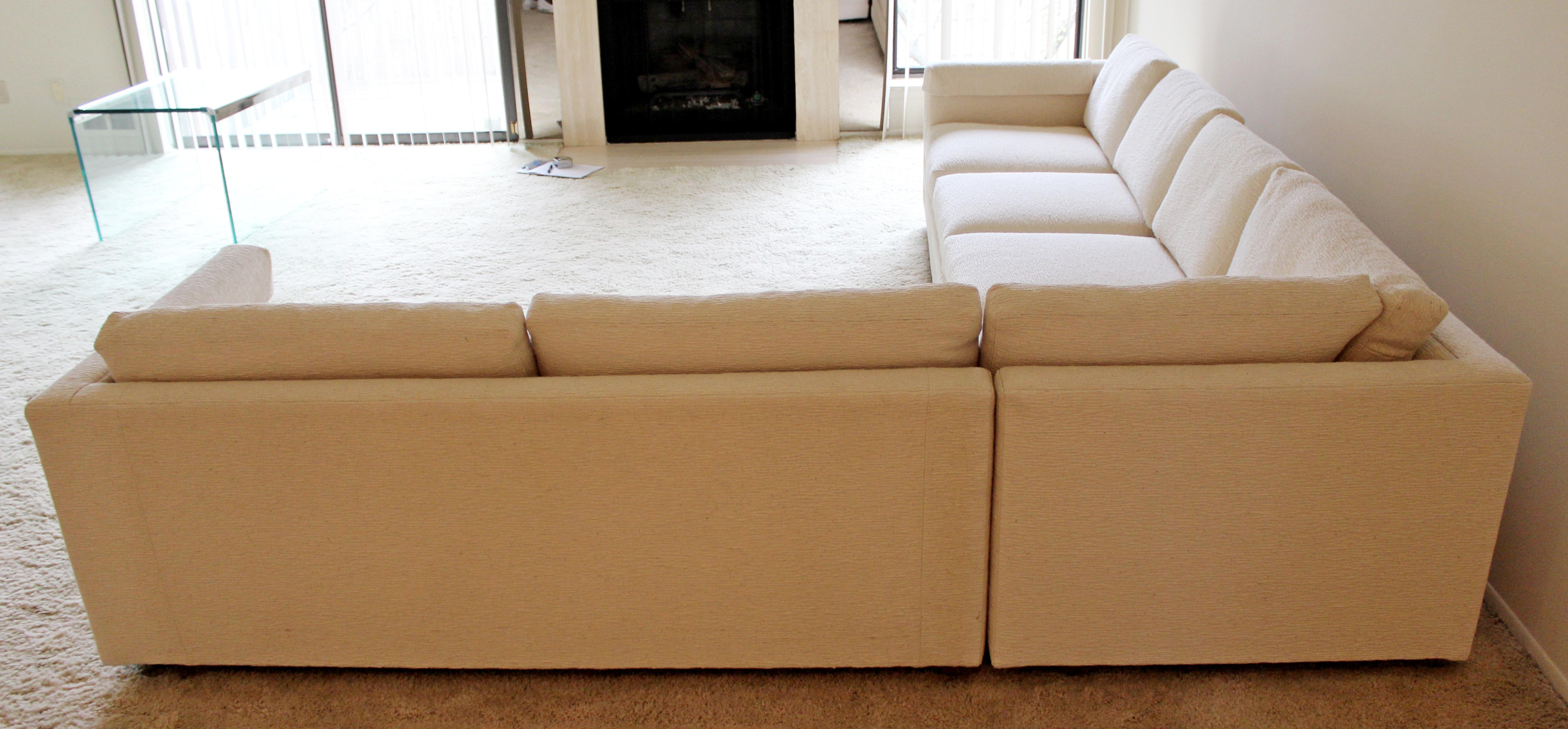 American Contemporary Modern 3-Piece L Shaped White Sectional Sofa by Henredon 1980s