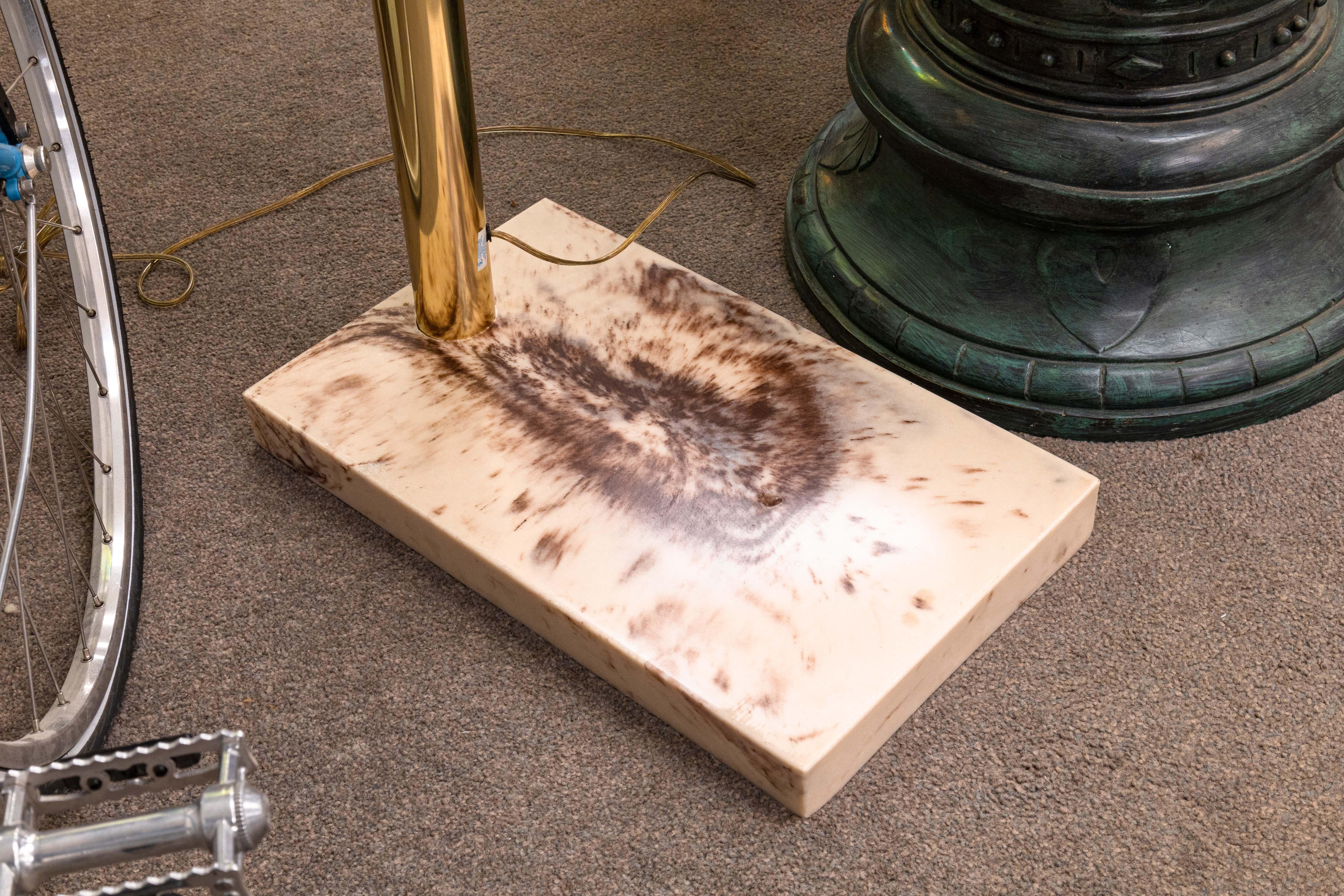 Contemporary Modern 4 Bulb Brass and Marble Arc Floor Lamp 6
