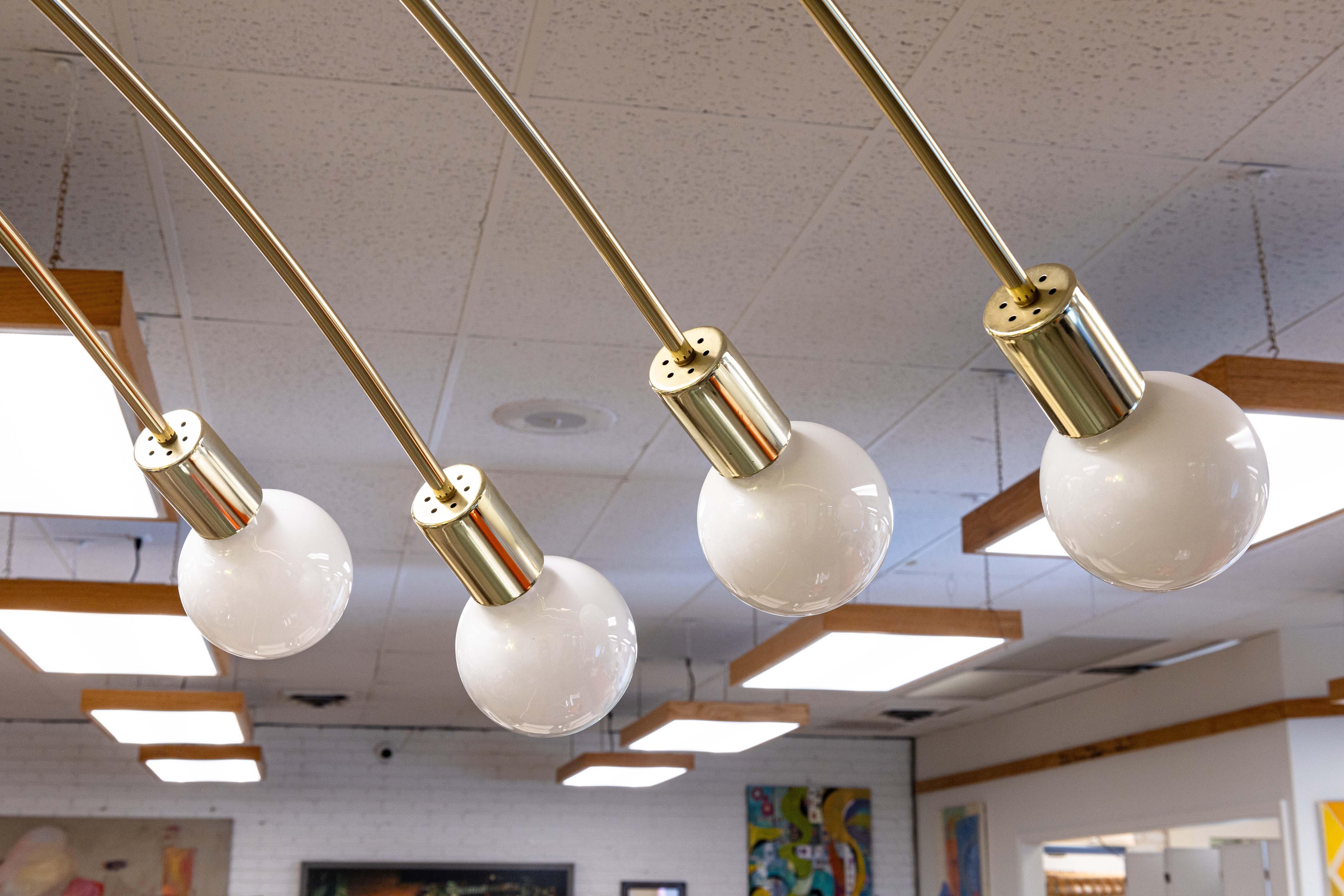 20th Century Contemporary Modern 4 Bulb Brass and Marble Arc Floor Lamp