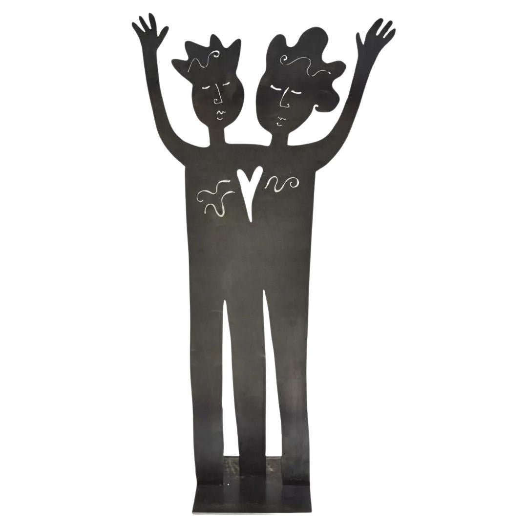 Escultura Estatua de Bienvenida Niño y Niña de Acero, Moderna y Contemporánea, 48", de Metal en venta