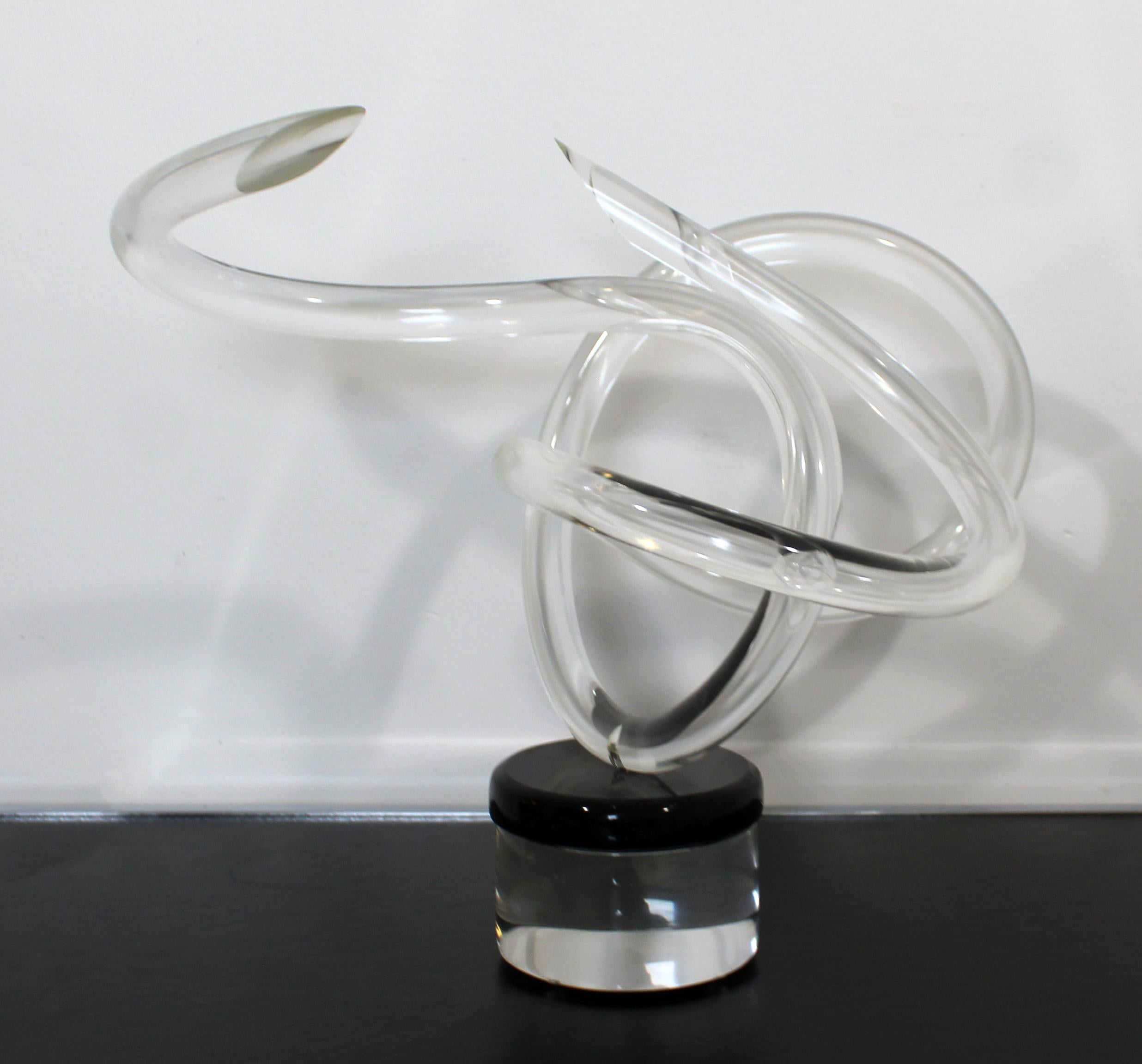 Contemporary Modern Abstract Clear Lucite Table Sculpture Signed Van Teal, 1980s In Good Condition In Keego Harbor, MI