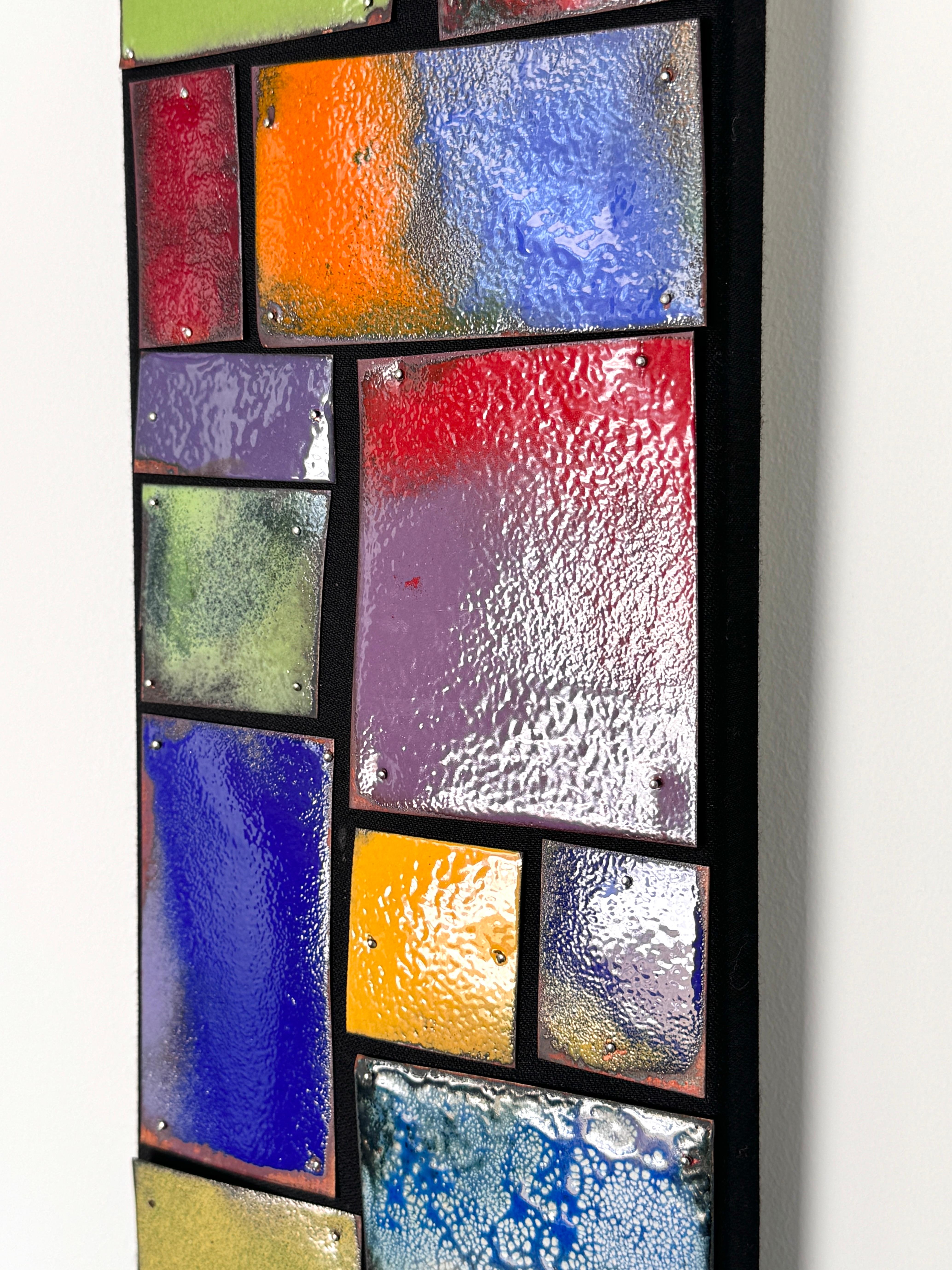 Contemporary Modern Abstract Enameled Copper Mosaic Wall Hanging Sculpture For Sale 2