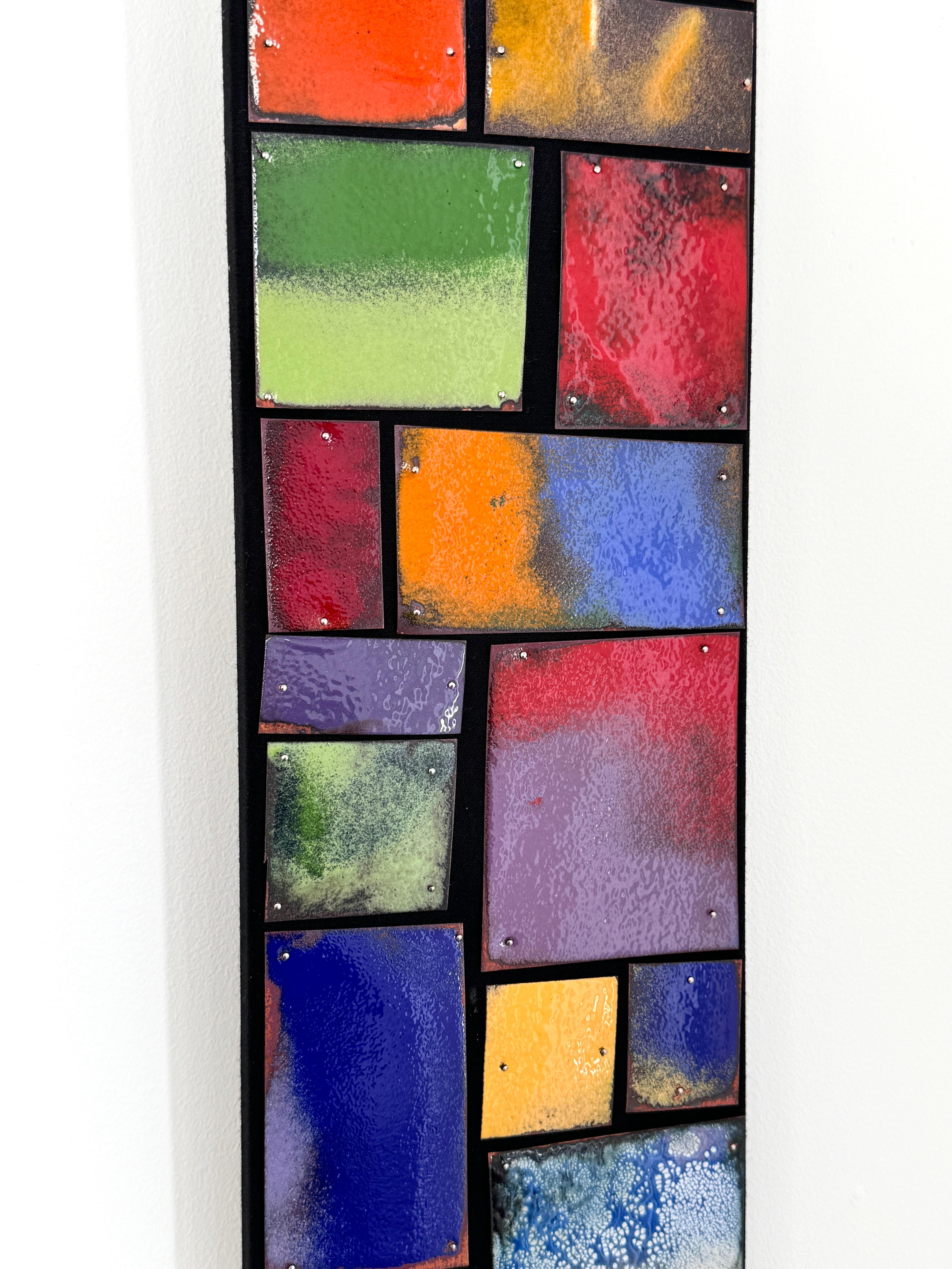 Contemporary Modern Abstract Enameled Copper Mosaic Wall Hanging Sculpture For Sale 5