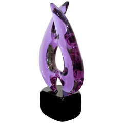 Contemporary Modern Abstract Glass Table Sculpture Signed Christine Barney 1980s