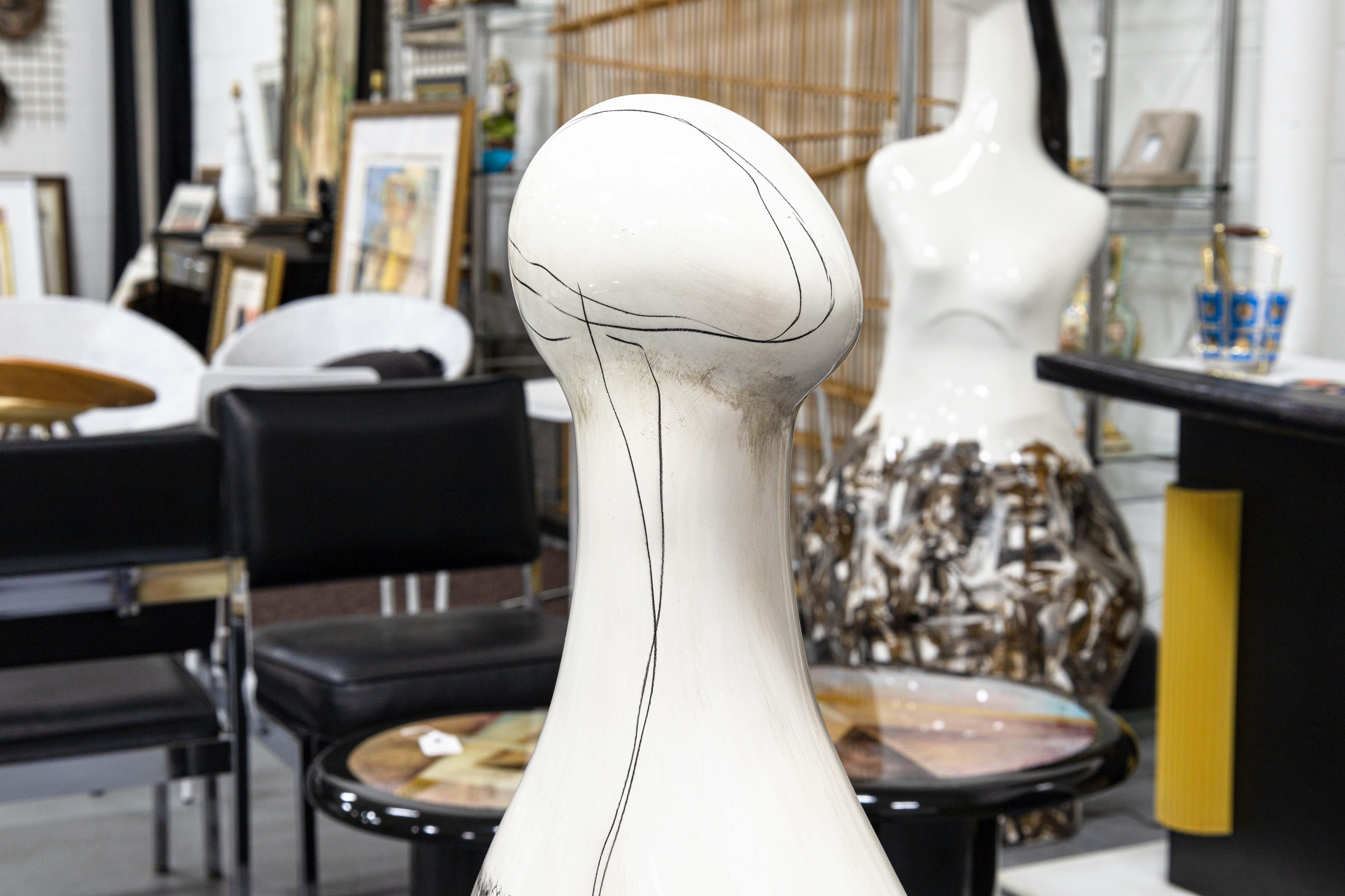 Unknown Contemporary Modern Abstract Hand Painted Figurative Floor Sculpture For Sale