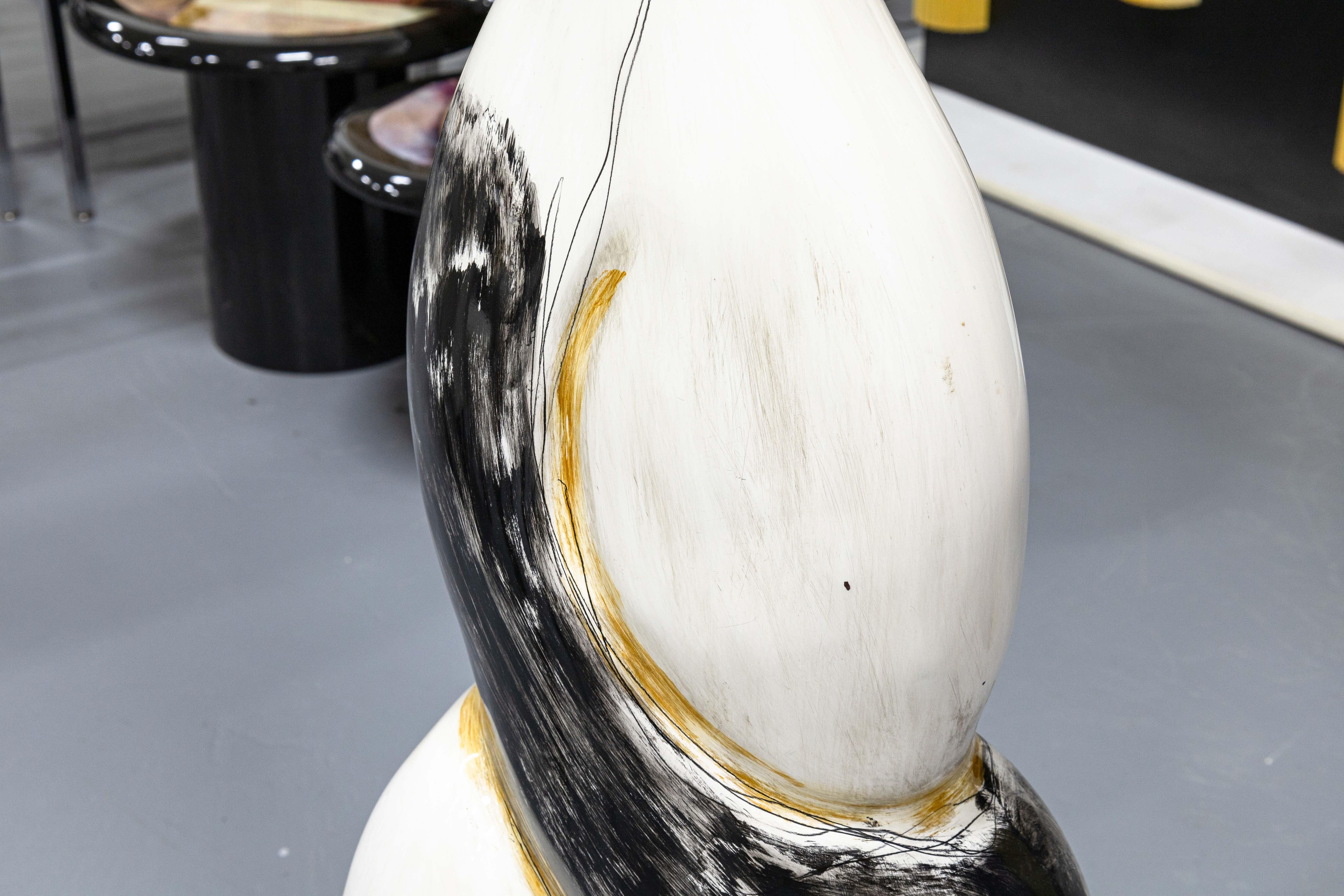 Contemporary Modern Abstract Hand Painted Figurative Floor Sculpture In Good Condition For Sale In Keego Harbor, MI