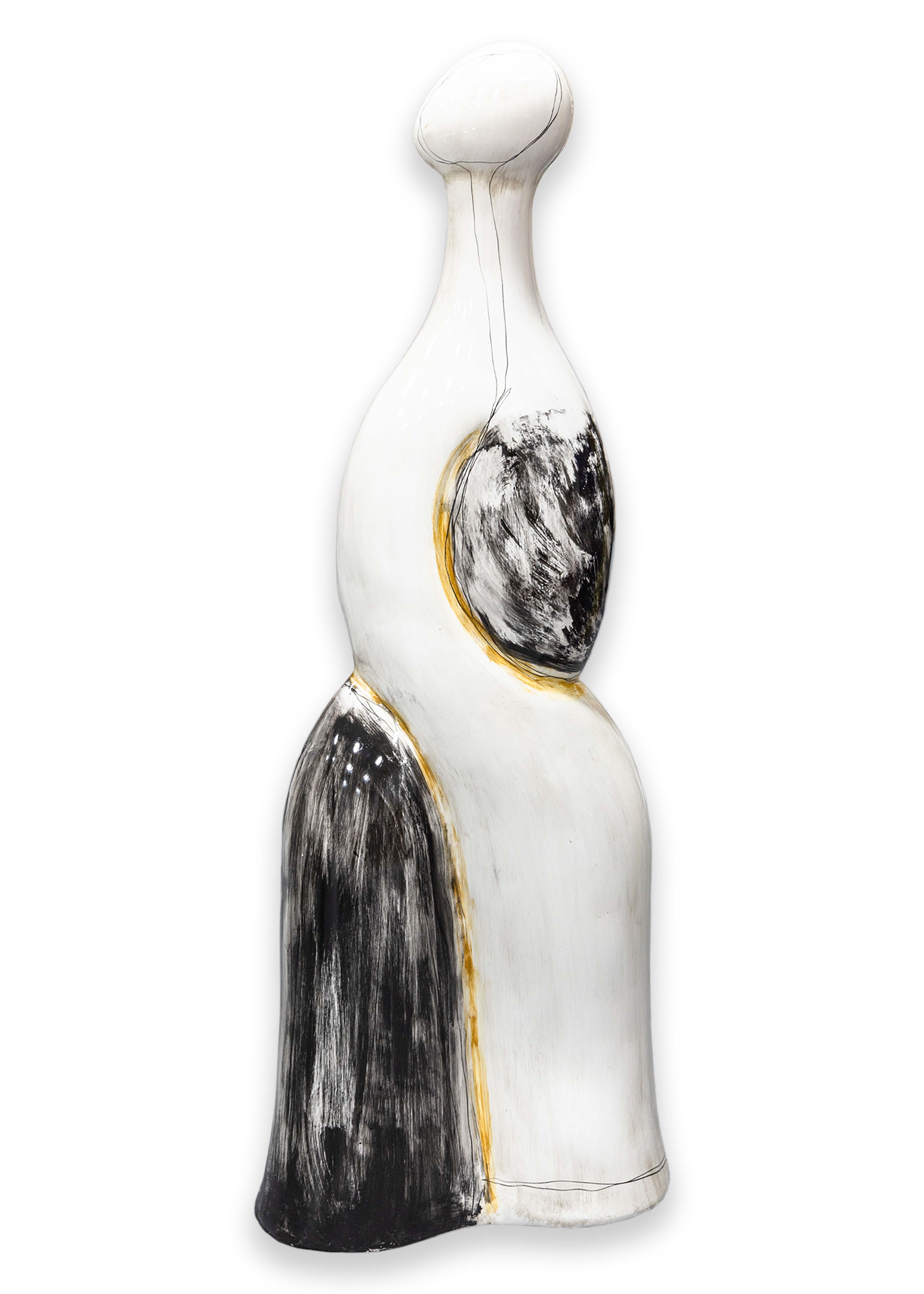 Contemporary Modern Abstract Hand Painted Figurative Floor Sculpture For Sale 1