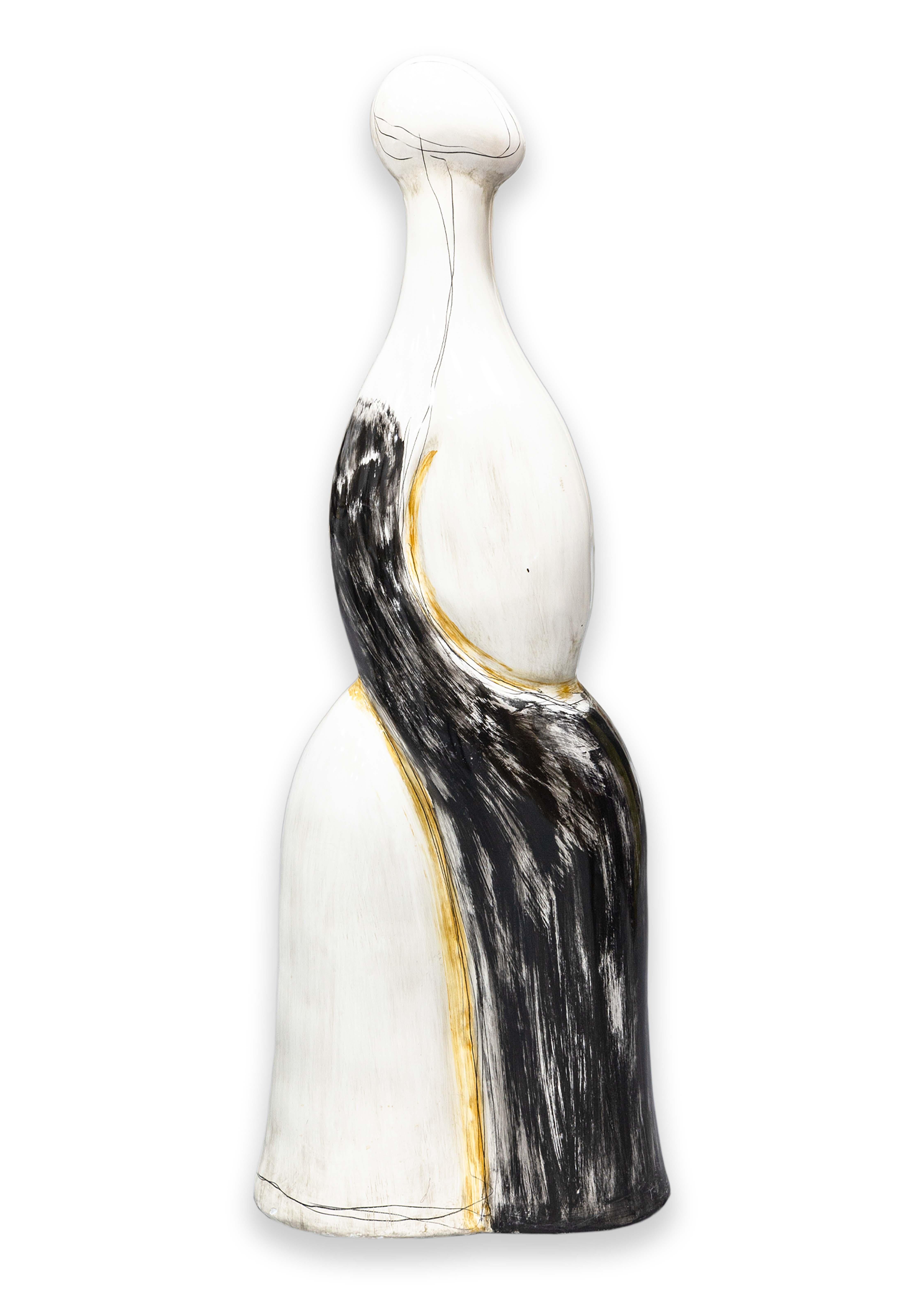 Contemporary Modern Abstract Hand Painted Figurative Floor Sculpture For Sale 3
