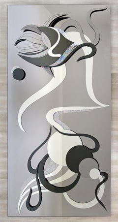 Contemporary Modern Abstract Hanging Wall Art Mirror 1980s