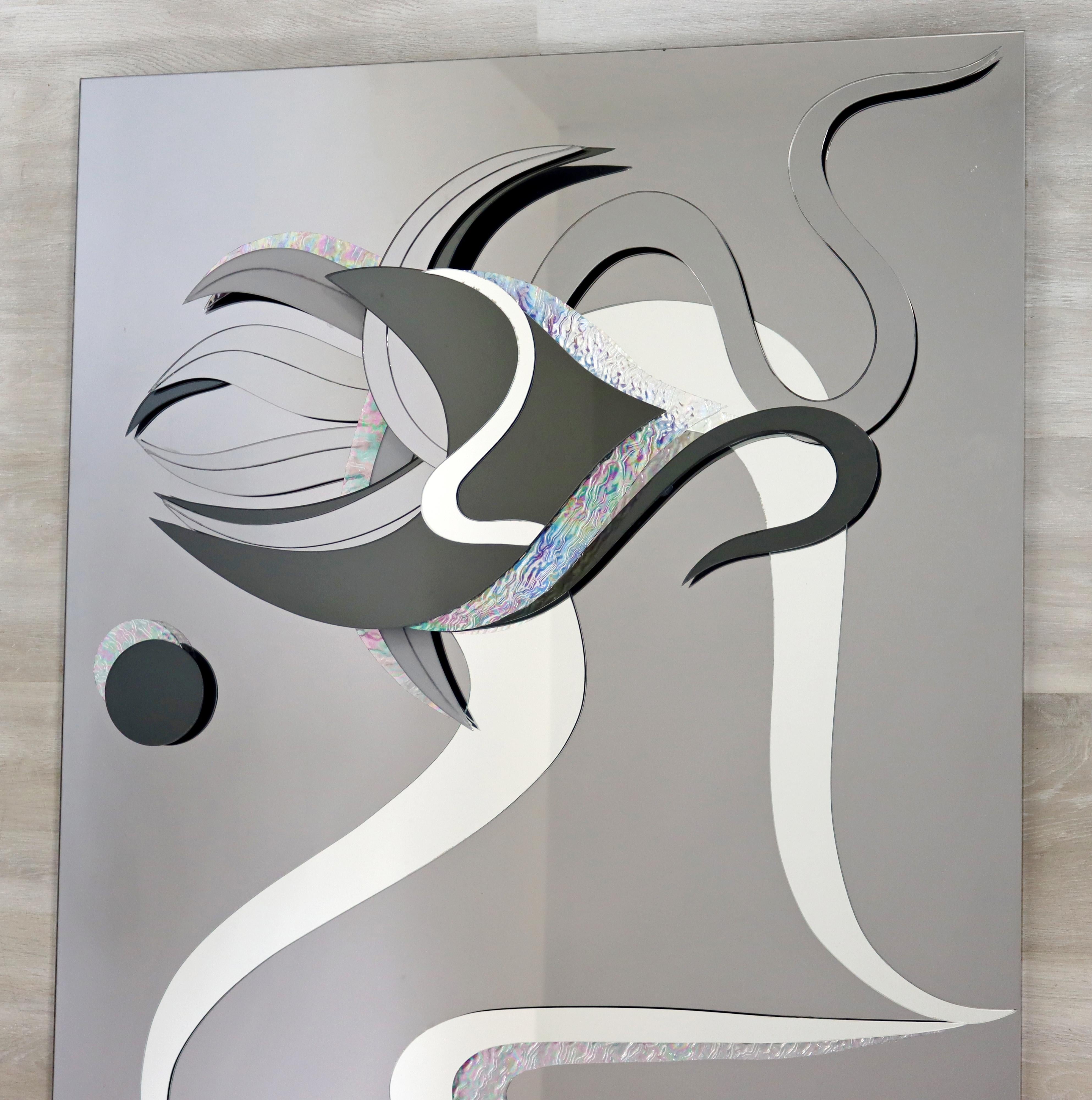 Contemporary Modern Abstract Hanging Wall Art Mirror 1980s In Good Condition In Keego Harbor, MI
