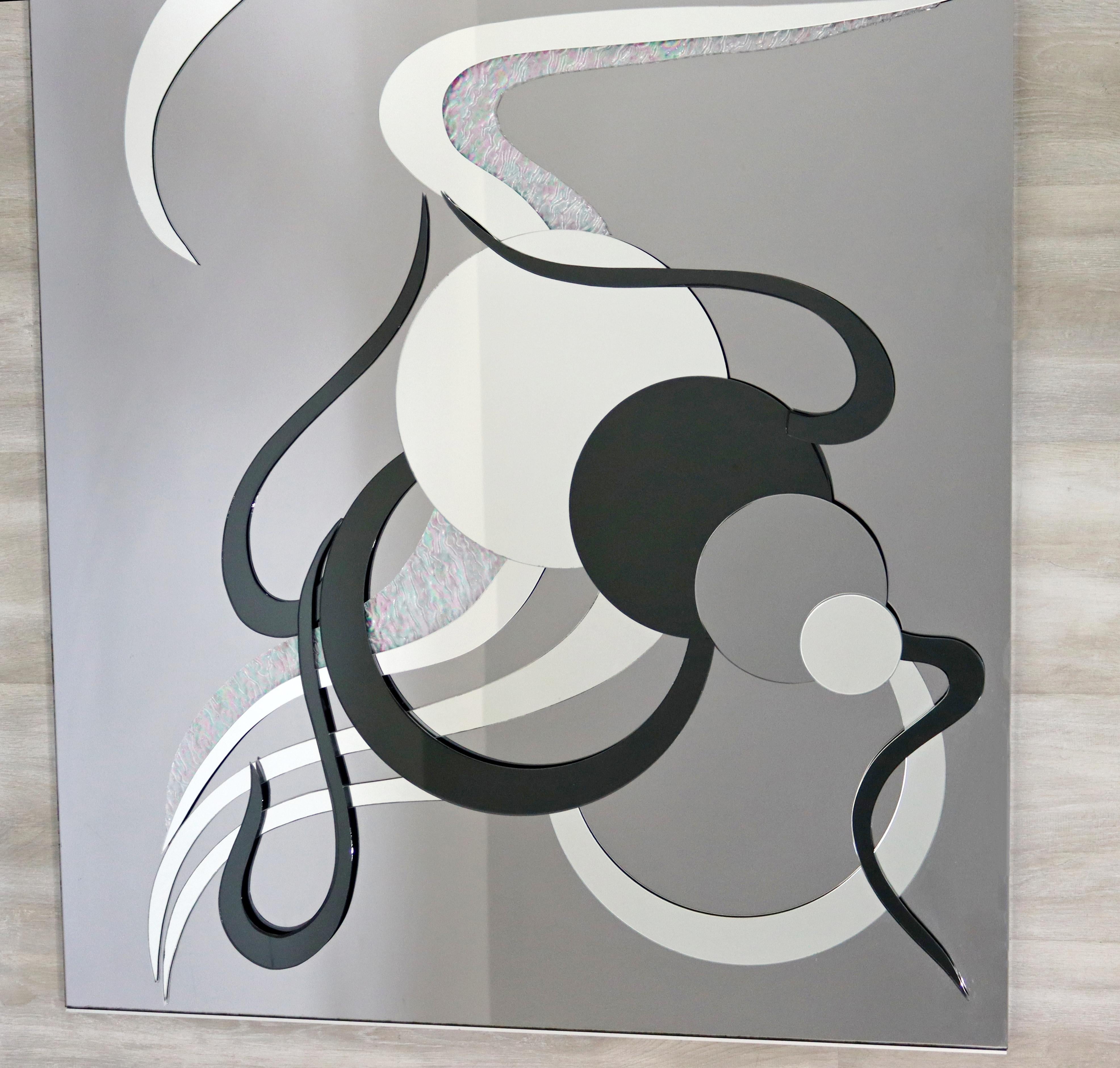 Late 20th Century Contemporary Modern Abstract Hanging Wall Art Mirror 1980s