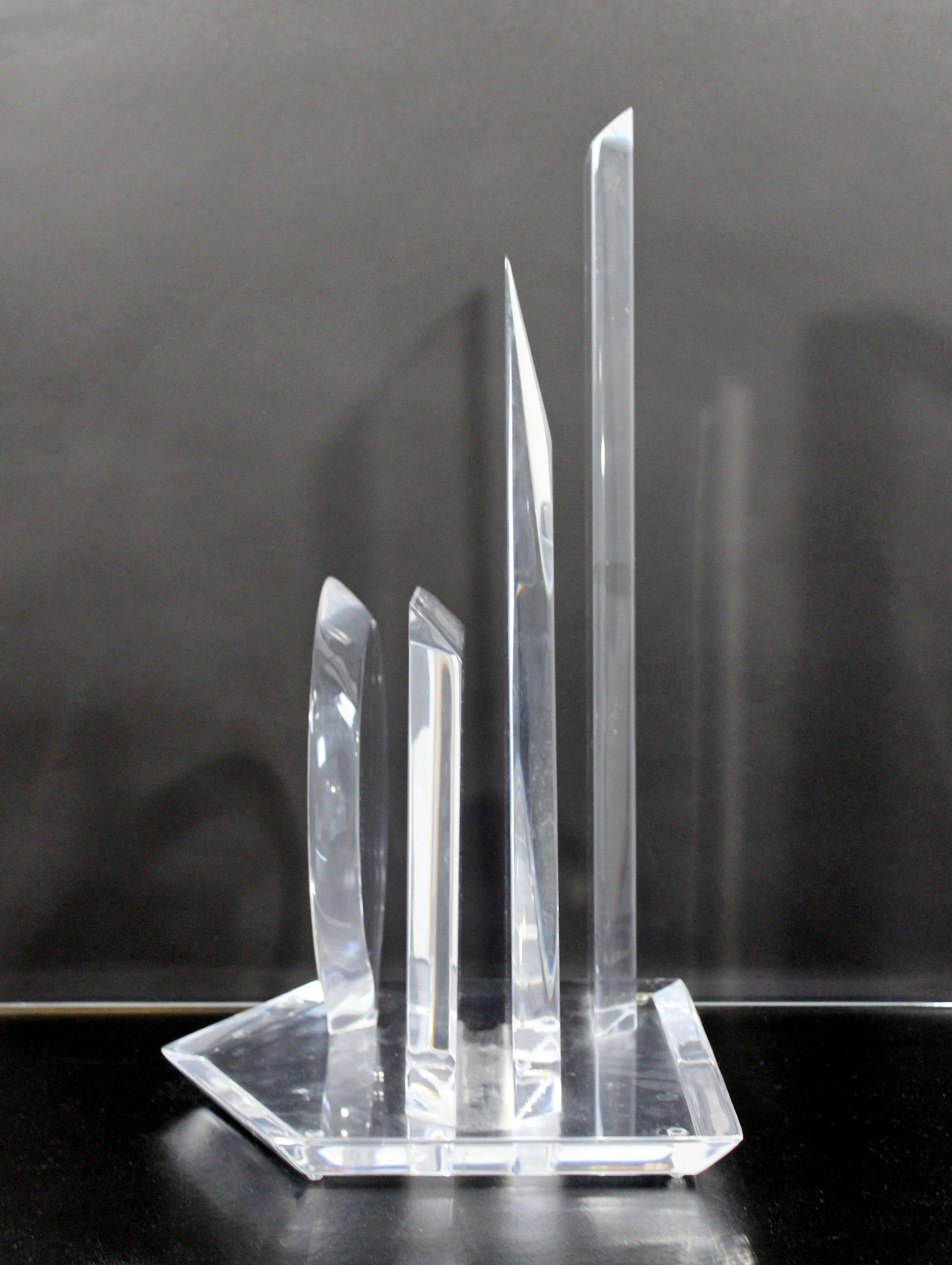 Contemporary Modern Abstract Lucite Table Sculpture Signed Van Teal 1980s Shapes 5