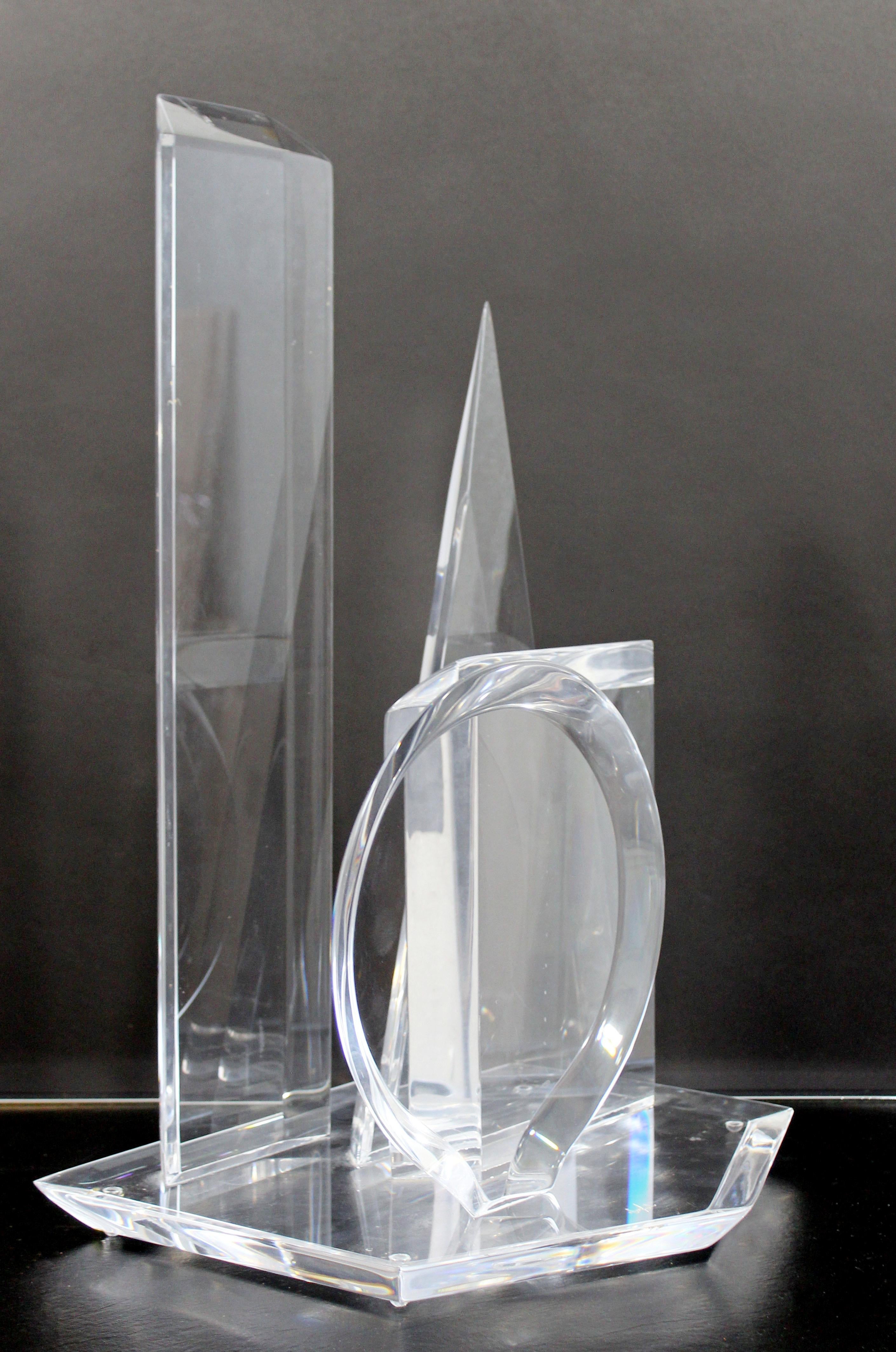 Late 20th Century Contemporary Modern Abstract Lucite Table Sculpture Signed Van Teal 1980s Shapes