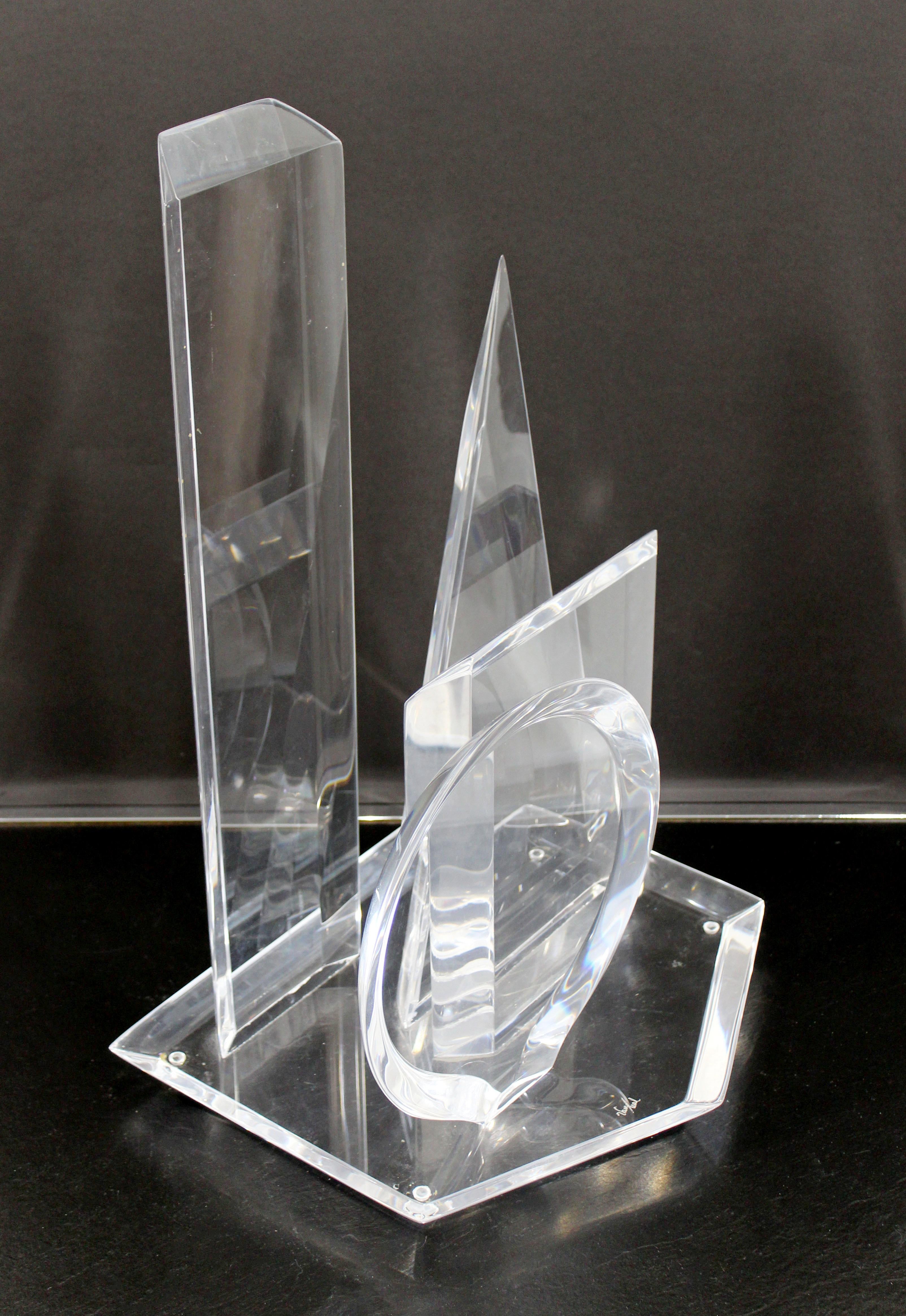 Contemporary Modern Abstract Lucite Table Sculpture Signed Van Teal 1980s Shapes 1