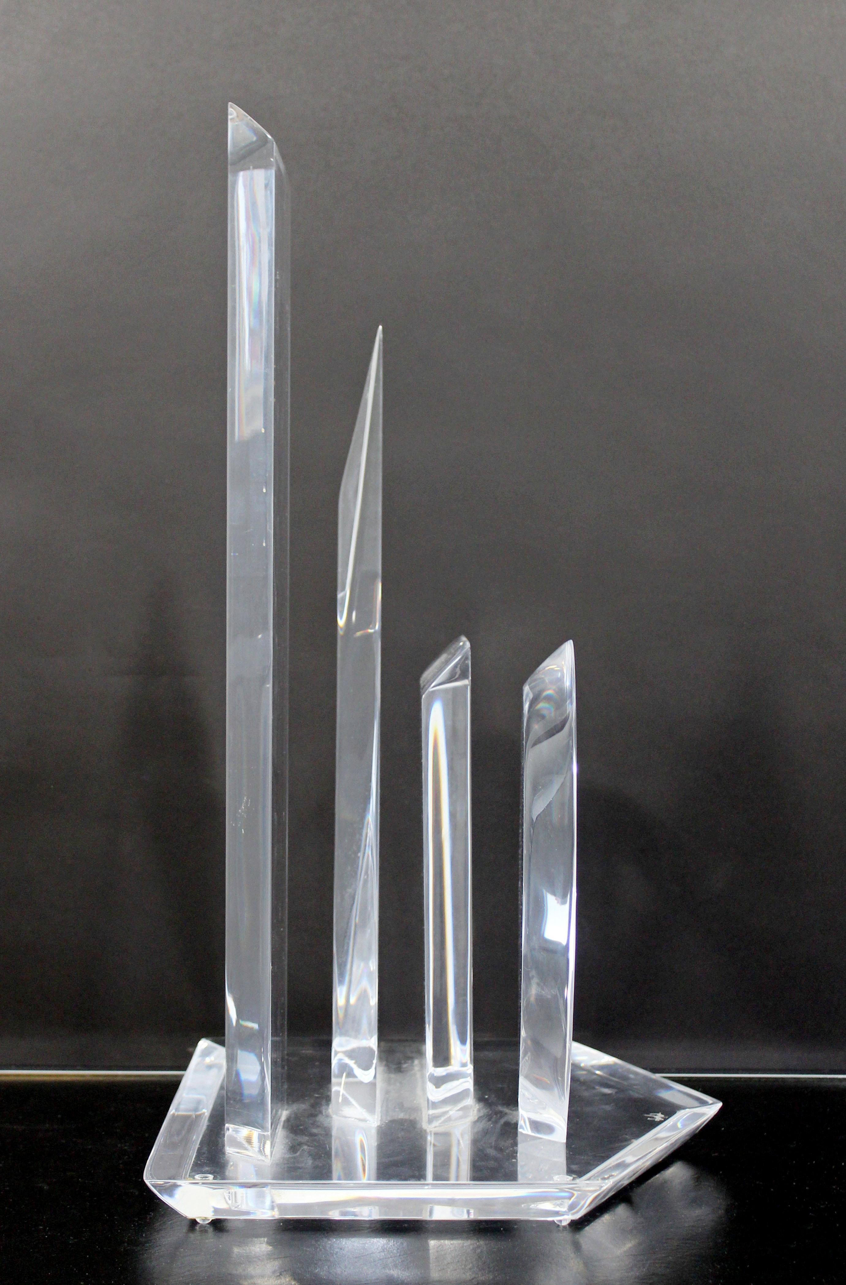 Contemporary Modern Abstract Lucite Table Sculpture Signed Van Teal 1980s Shapes 2