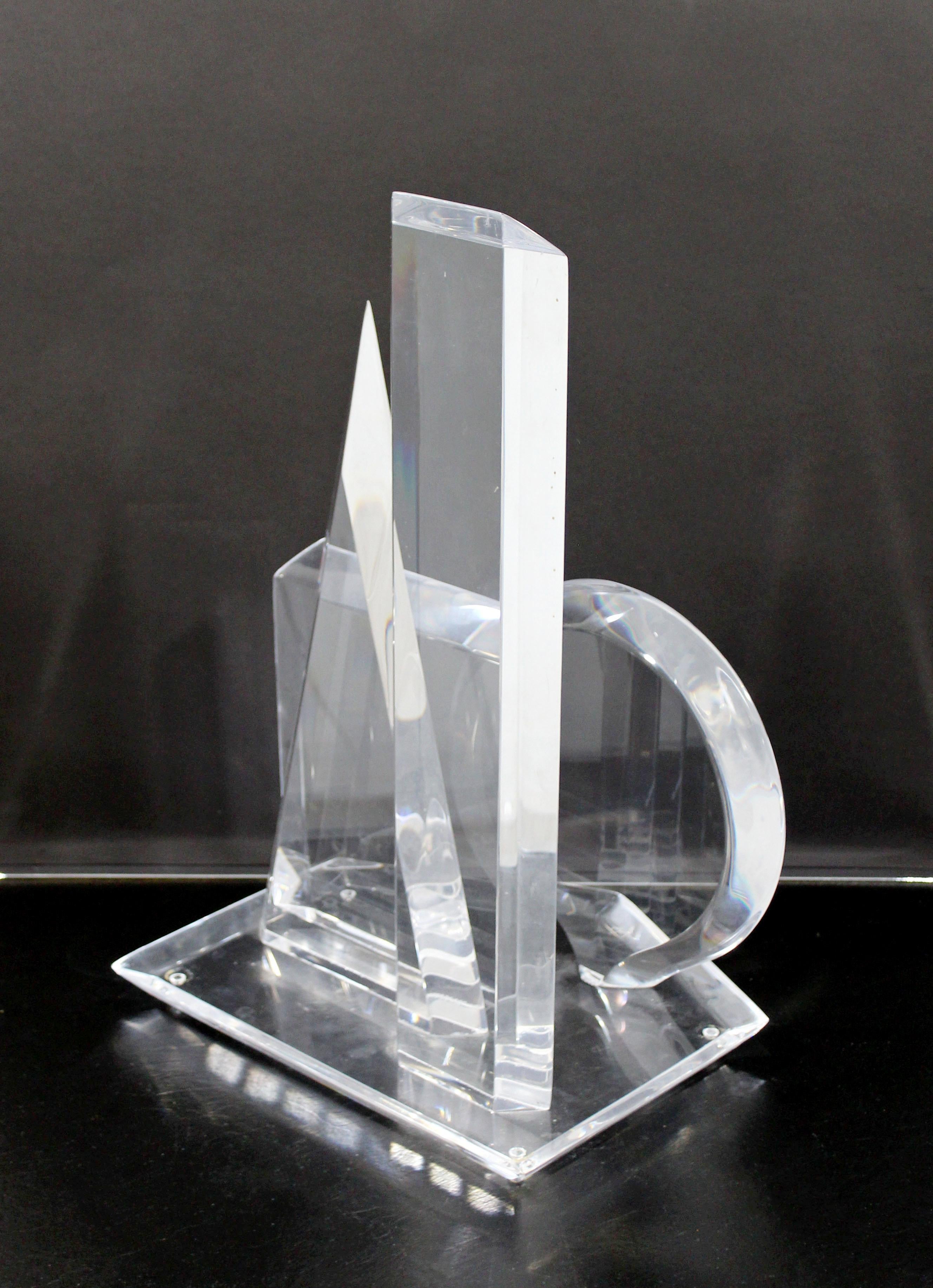 Contemporary Modern Abstract Lucite Table Sculpture Signed Van Teal 1980s Shapes 3