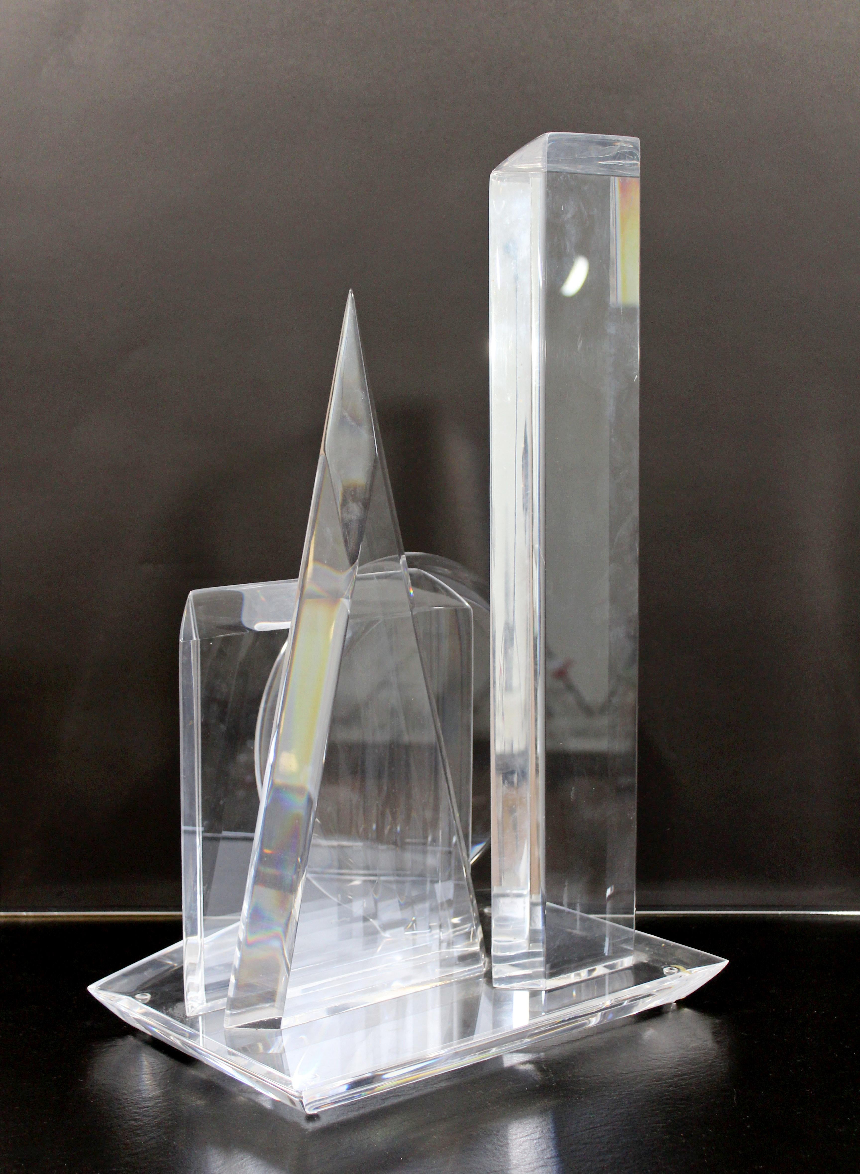Contemporary Modern Abstract Lucite Table Sculpture Signed Van Teal 1980s Shapes 4