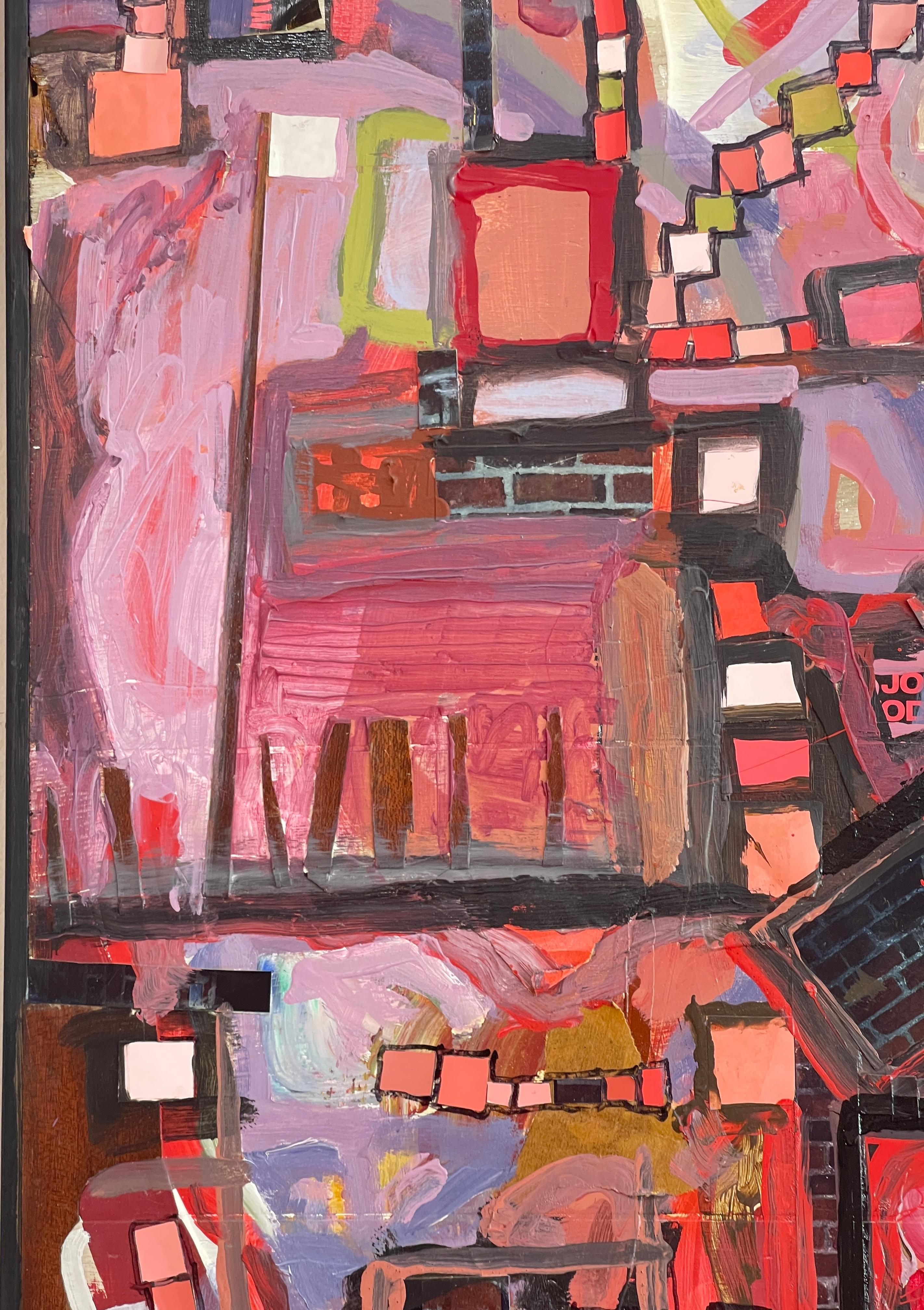 Zeitgenössisches modernes abstraktes Öl auf Karton, The Weave im Angebot 2