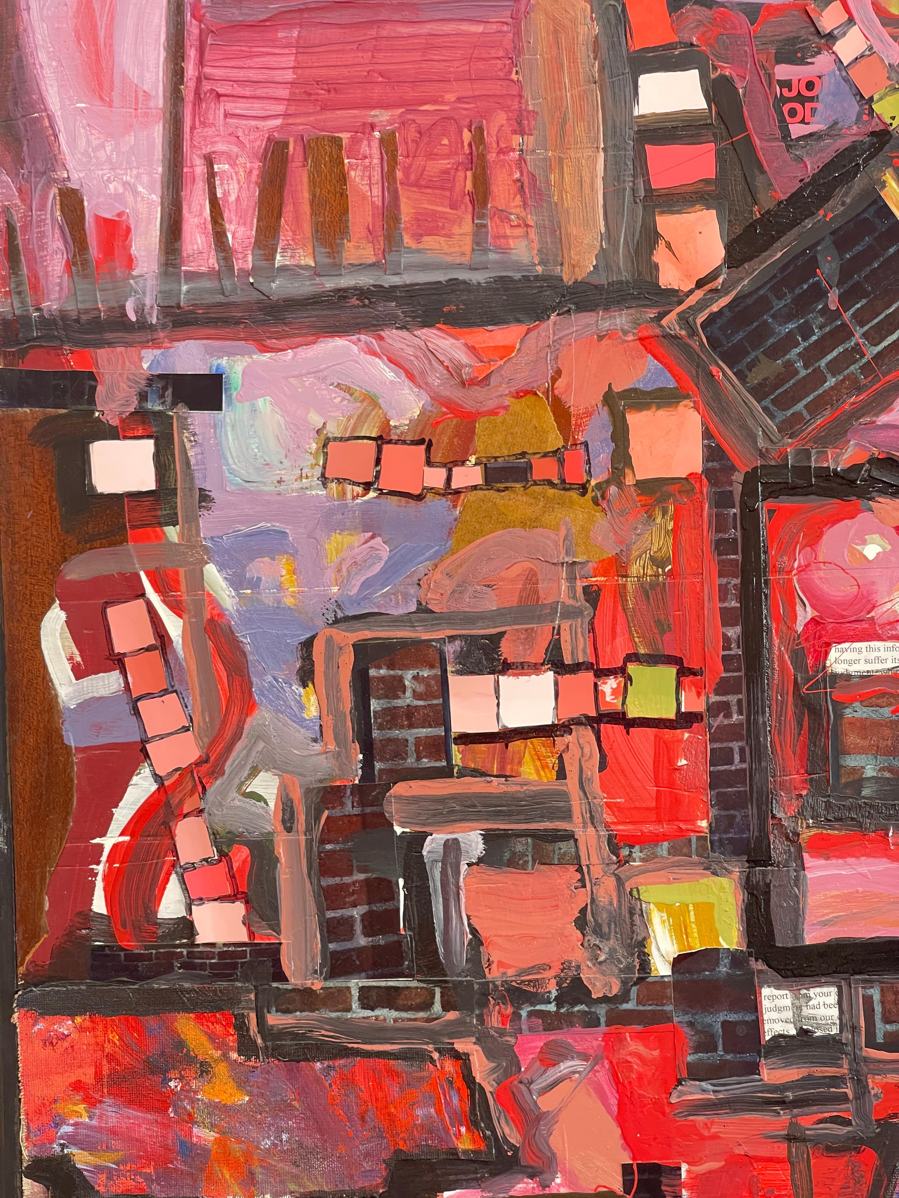 Zeitgenössisches modernes abstraktes Öl auf Karton, The Weave im Angebot 3