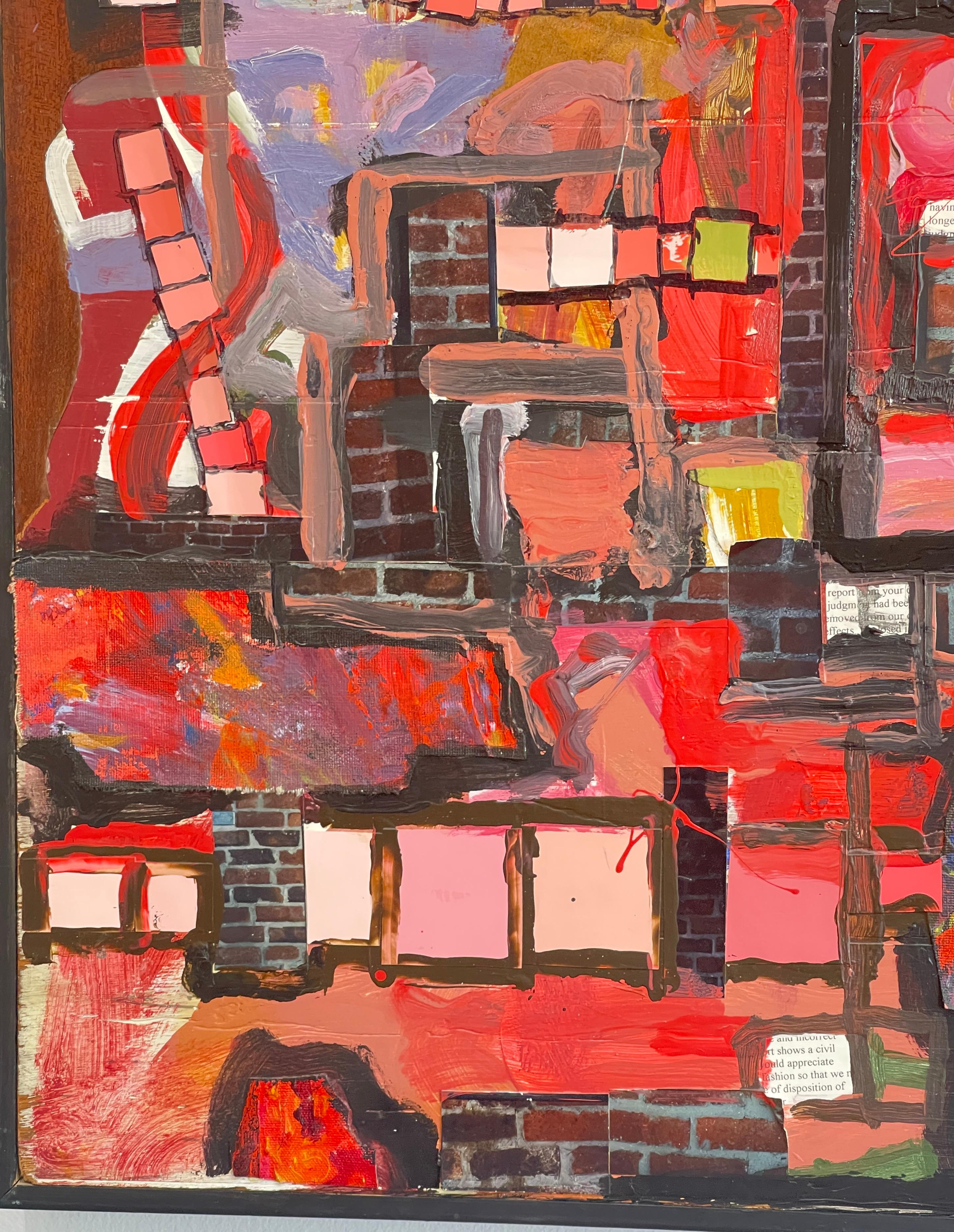 Zeitgenössisches modernes abstraktes Öl auf Karton, The Weave im Angebot 4