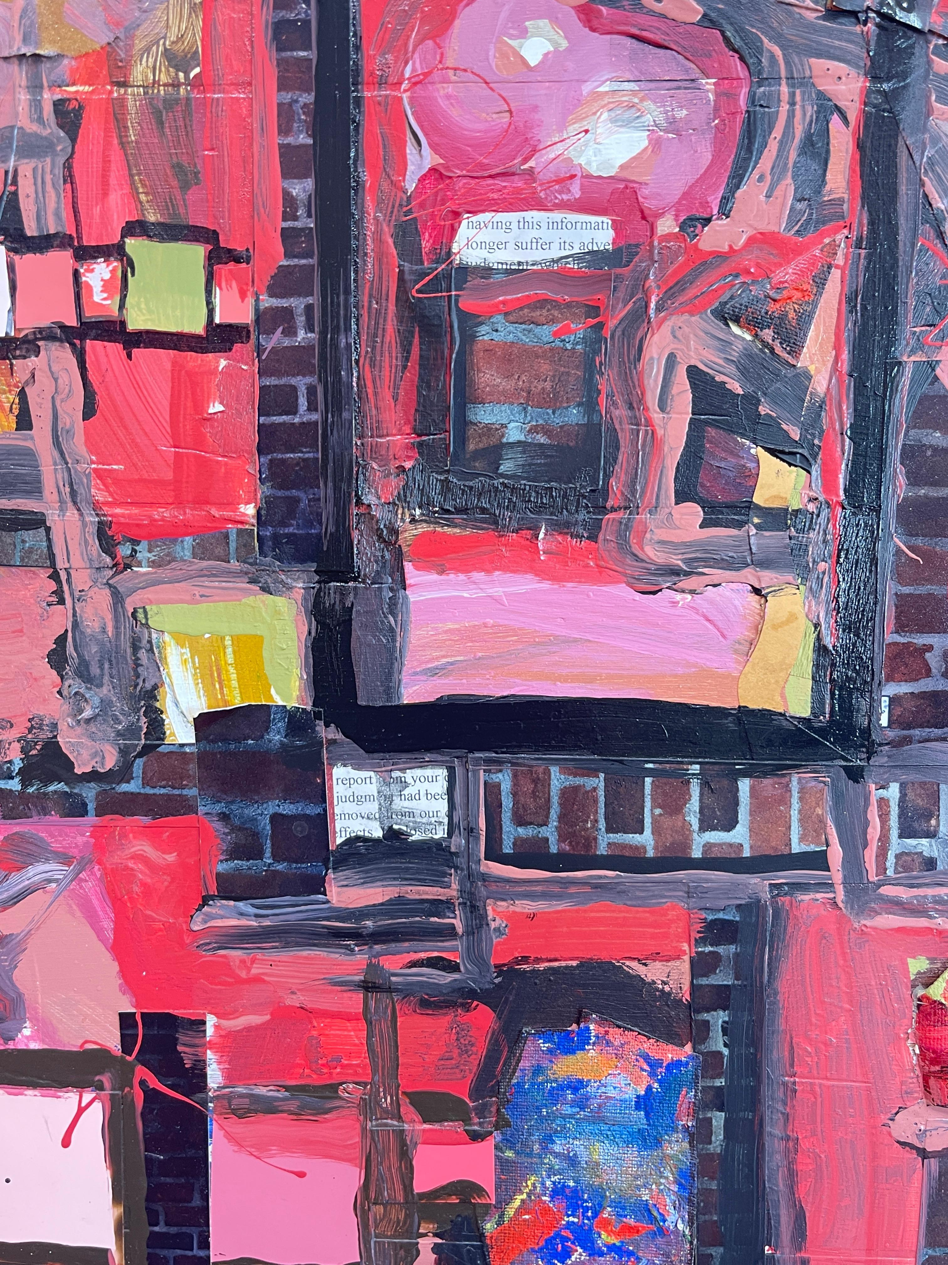 Zeitgenössisches modernes abstraktes Öl auf Karton, The Weave im Angebot 5