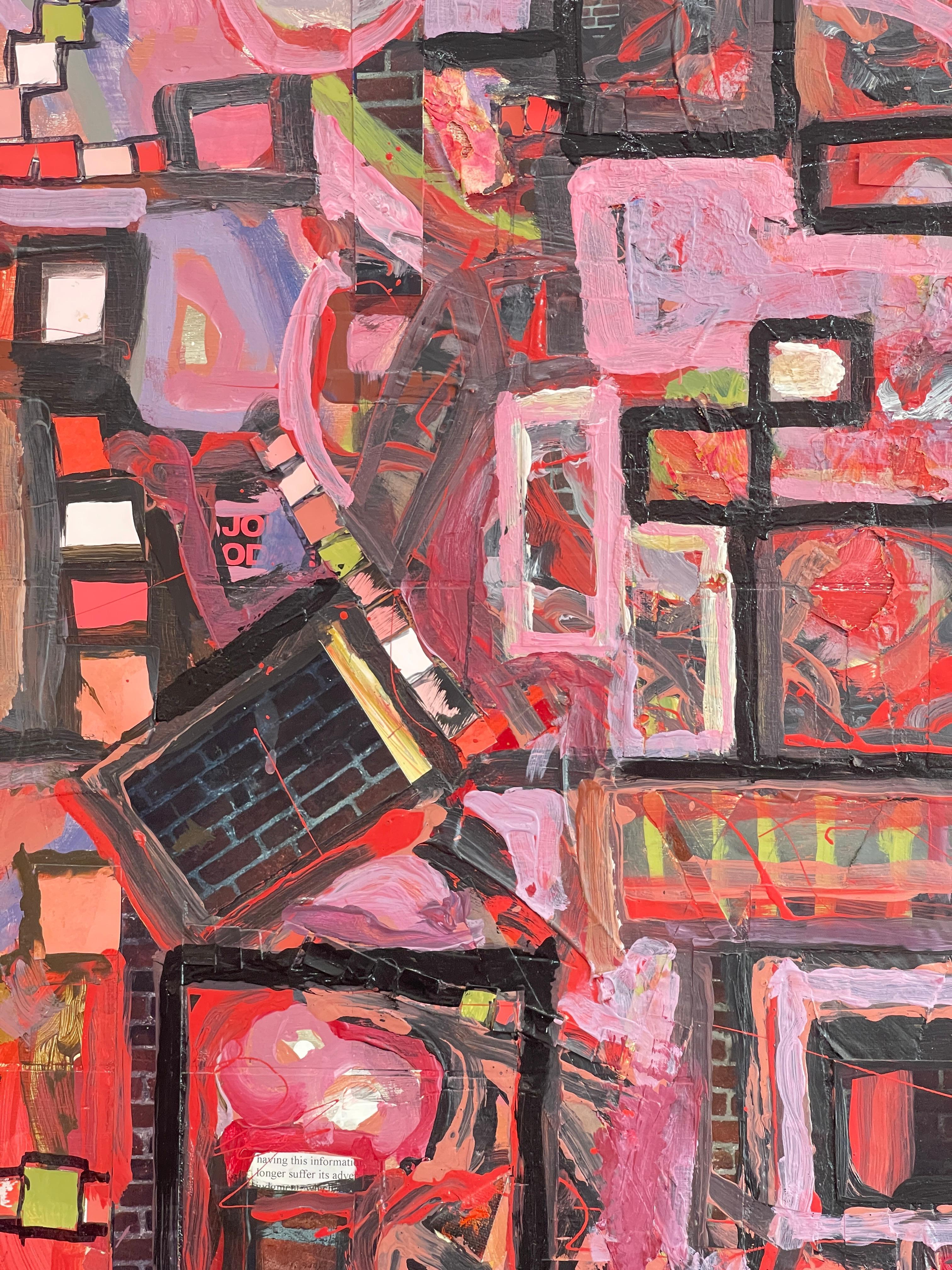 Zeitgenössisches modernes abstraktes Öl auf Karton, The Weave im Angebot 8