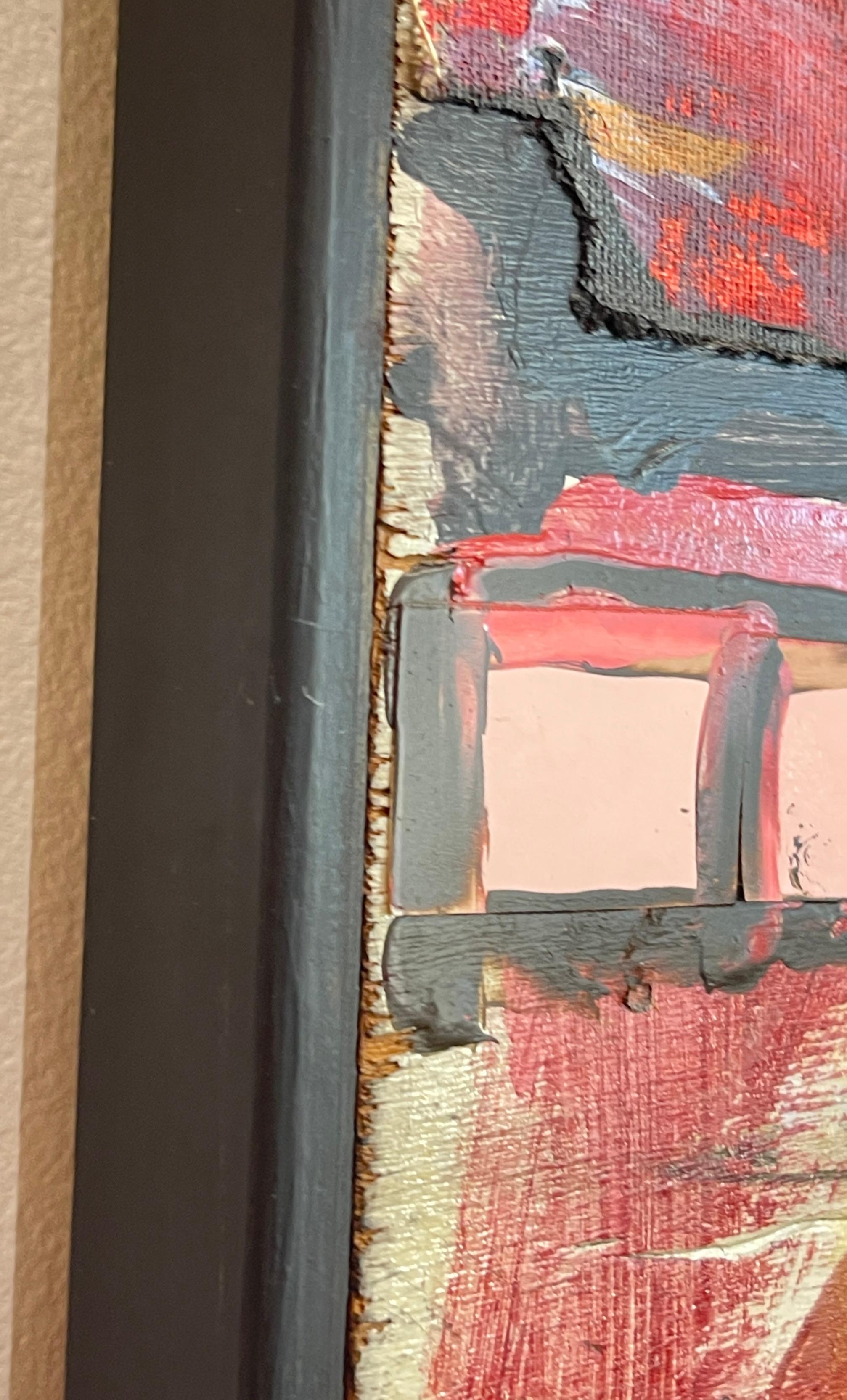 Zeitgenössisches modernes abstraktes Öl auf Karton, The Weave im Angebot 9