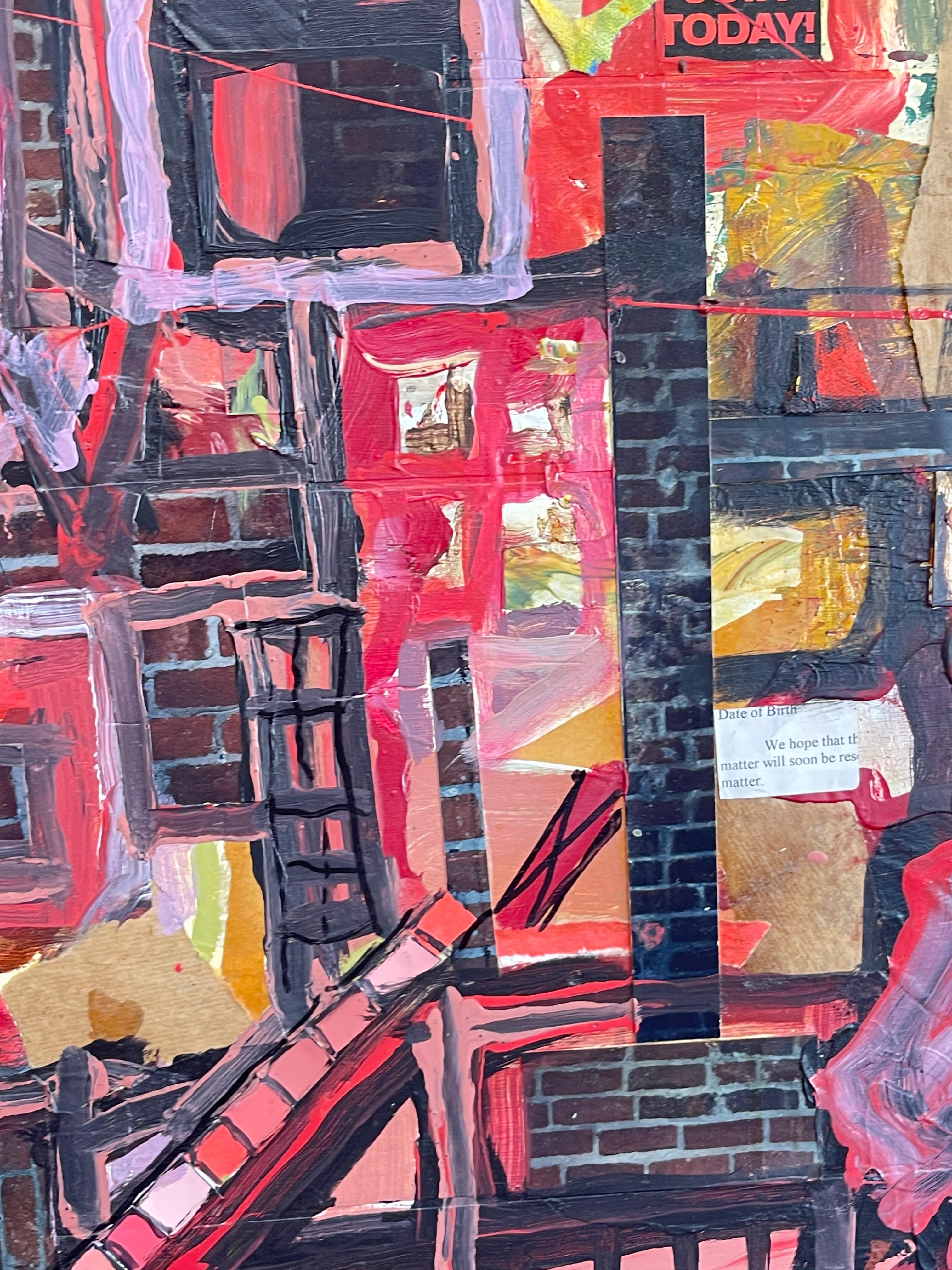 Zeitgenössisches modernes abstraktes Öl auf Karton, The Weave im Angebot 12