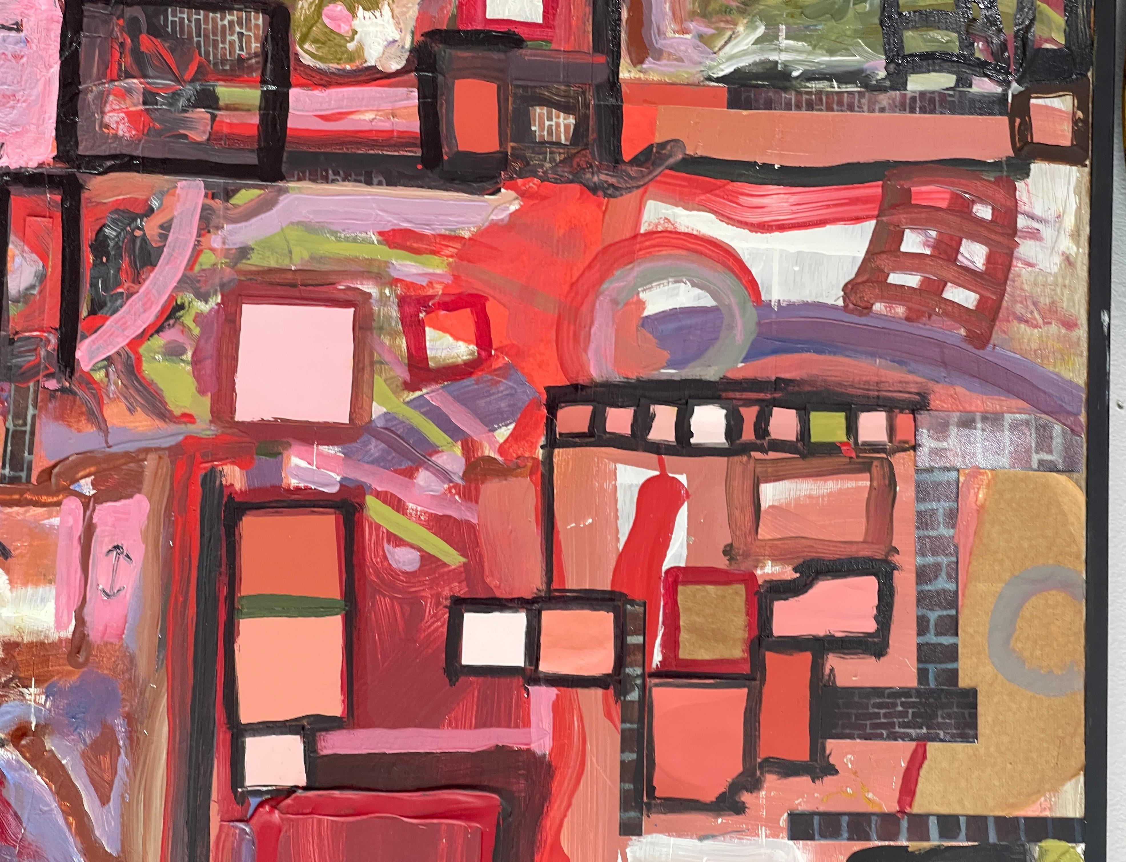 Zeitgenössisches modernes abstraktes Öl auf Karton, The Weave (20. Jahrhundert) im Angebot