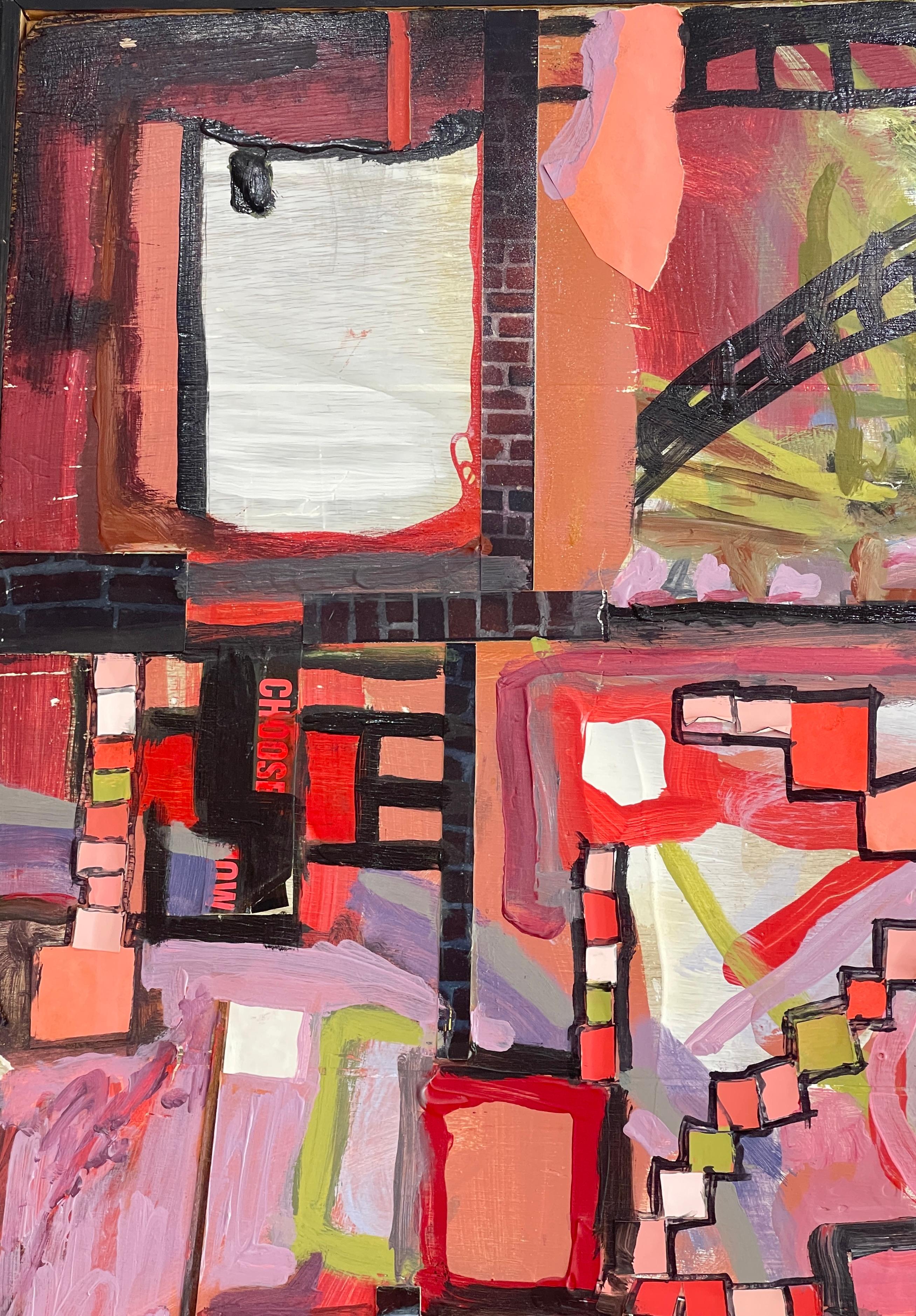 Zeitgenössisches modernes abstraktes Öl auf Karton, The Weave im Angebot 1